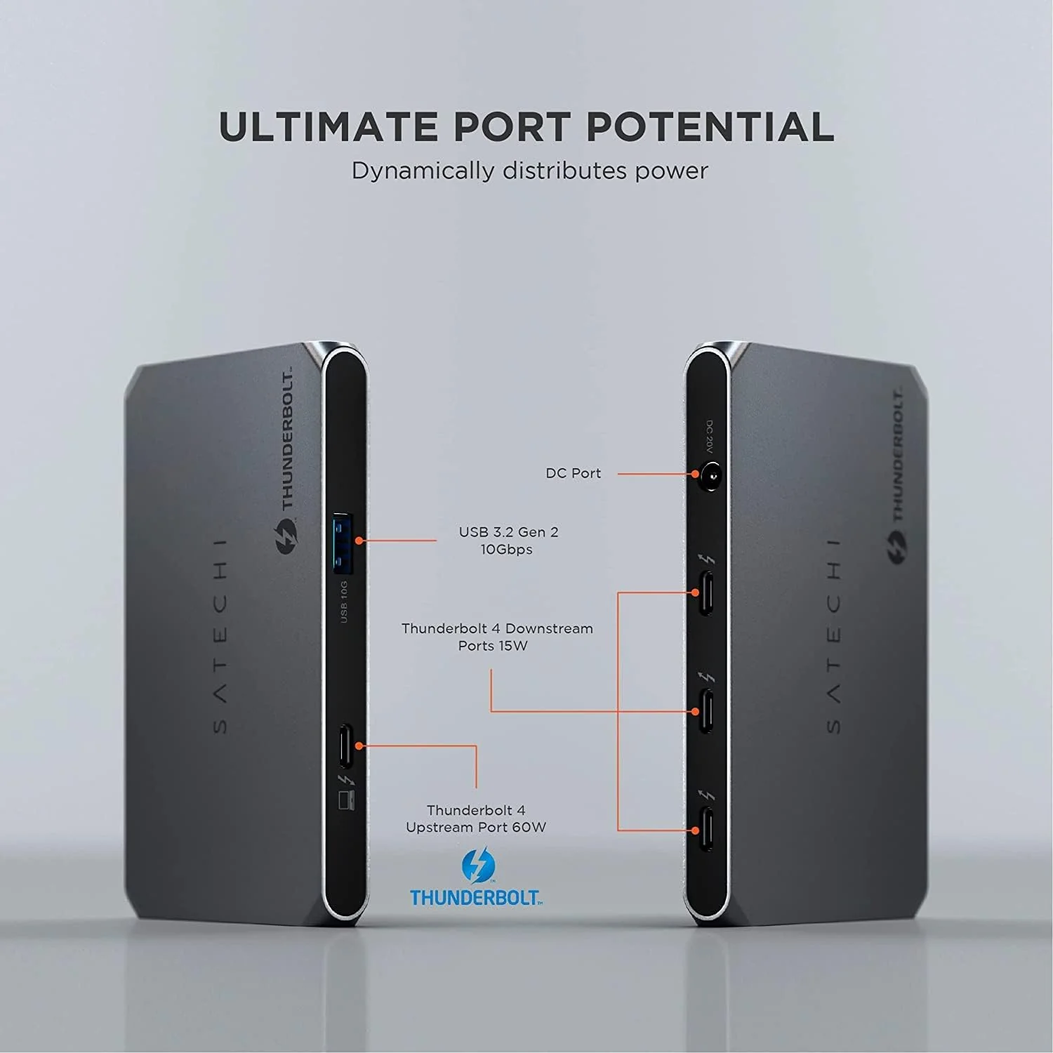 SATECHI Thunderbolt 4 Slim Hub 5-in-1 Dock, 60W USB-C Stromversorgung, 8K- oder Dual 4K Display, 3X - Image 2
