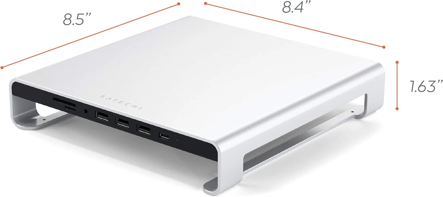SATECHI Typ-C Aluminium Monitor Stand Hub, mit USB-C Datenport, Micro/SD-Kartensteckplätzen & 3,5mm - Image 6