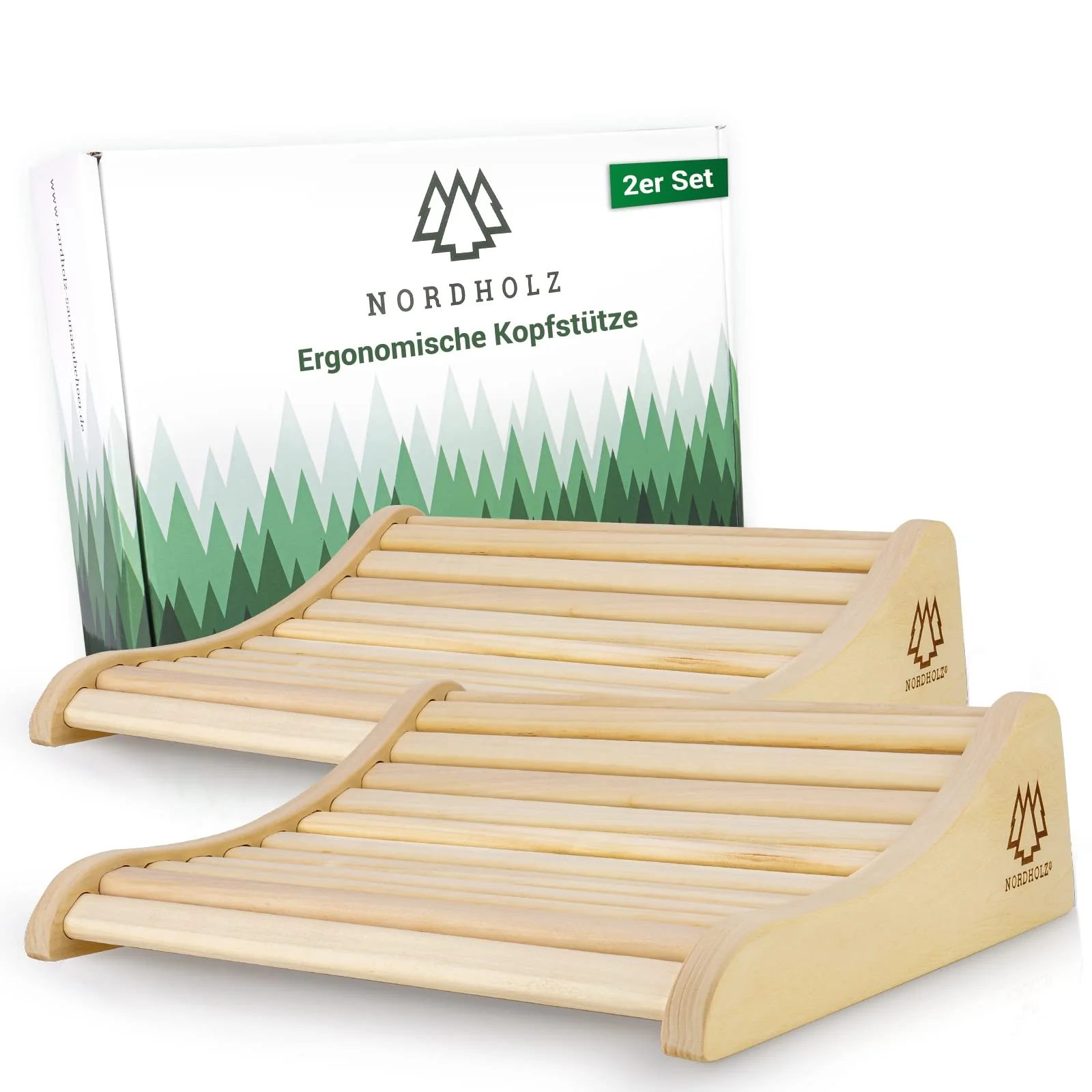 Sauna Kopfstütze Holz 2er Set - 37x33cm ideale Breite für optimalen Liegekomfort - Sauna Kopfstütze