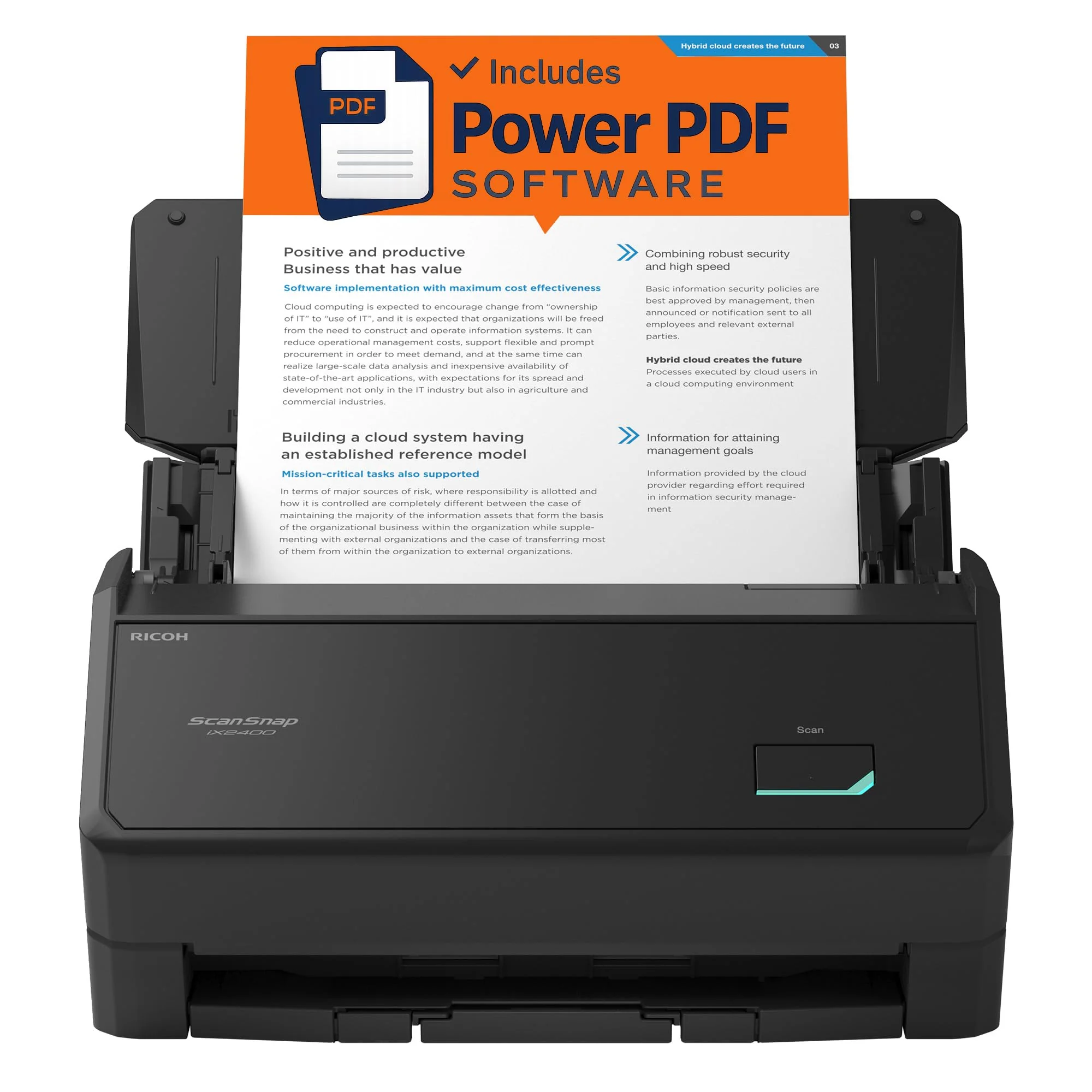 ScanSnap iX2400 A4 Document Scanner (Black) – Includes Kofax Power PDF 4.0 Software – 45ppm Duplex,