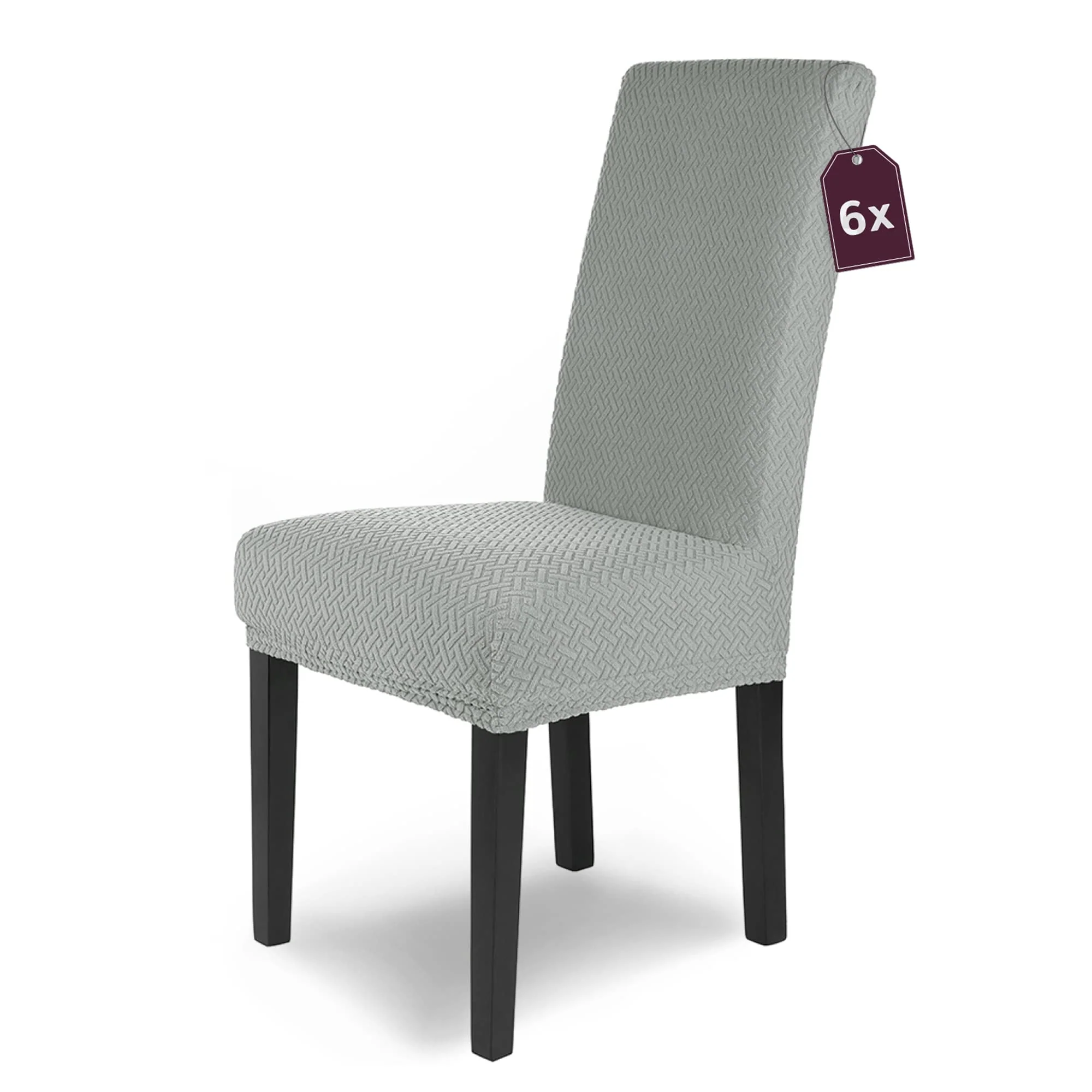 SCHEFFLER-Home Stuhlhussen Stretch Luna/Stuhlhussen 6er Set Grau/elastische Flanell Stuhlabdeckungen