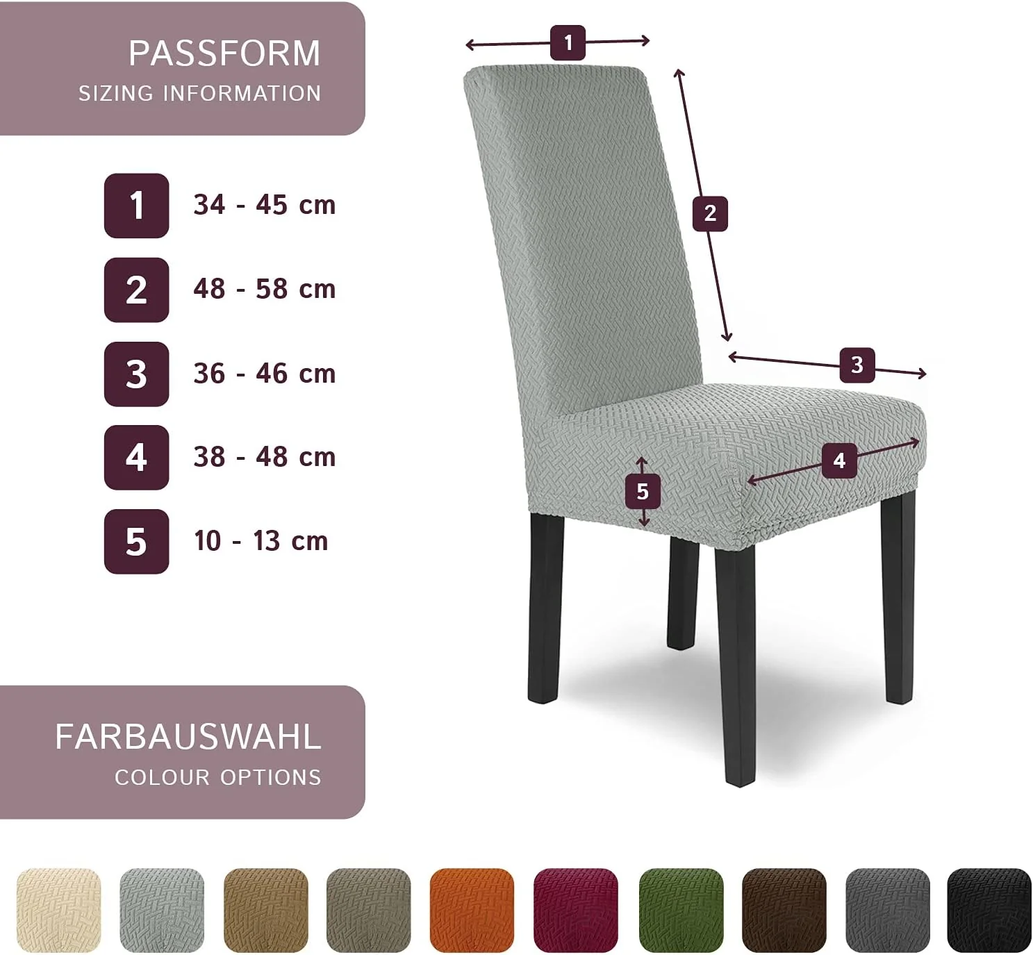 SCHEFFLER-Home Stuhlhussen Stretch Luna/Stuhlhussen 6er Set Grau/elastische Flanell Stuhlabdeckungen - Image 4