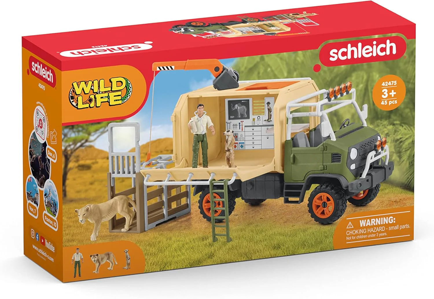 SCHLEICH 42475 Grosser Truck Tierrettung, für Kinder ab 3 Jahren, Wild Life - Spielset Standardverpa - Image 8