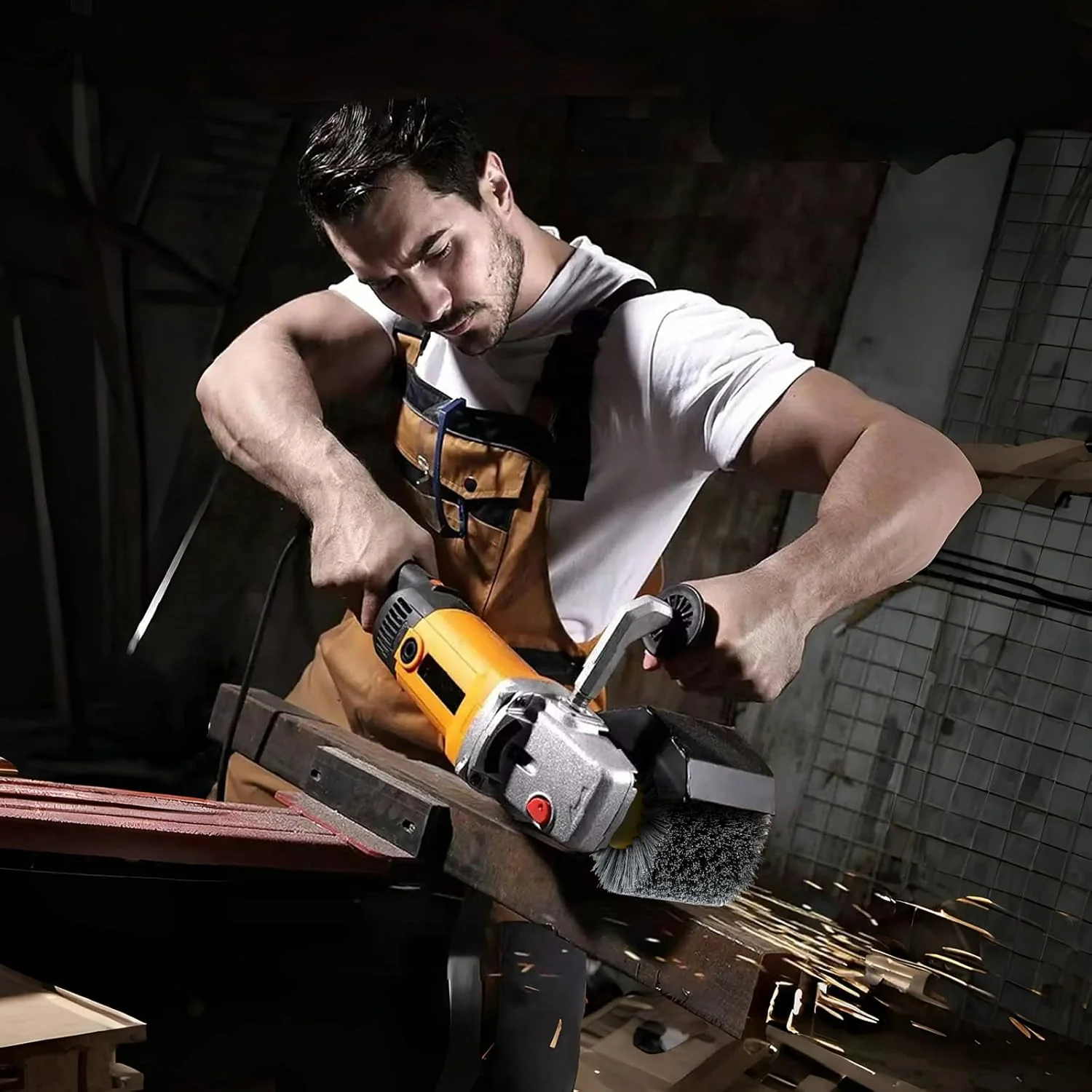 Schleifbürsten für Holz #120 Körnung Nylonbürste für Winkelschleifer Bohrmaschine Borstenbürste Holz - Image 7