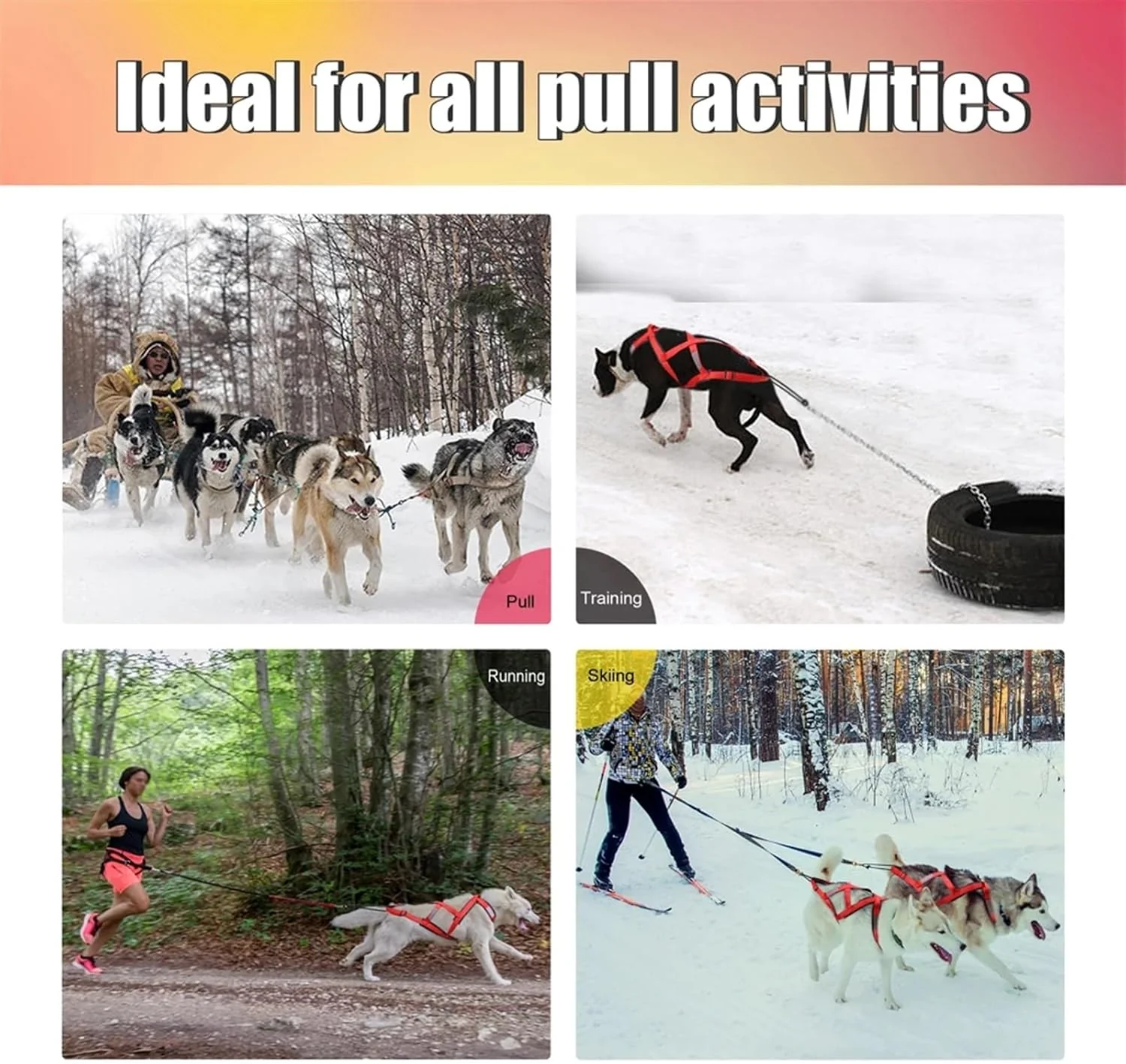 Schlittenhundegeschirr Hundeschlittengeschirr Haustiergewicht Ziehen Schlittengeschirr Mushing X-Bac - Image 6