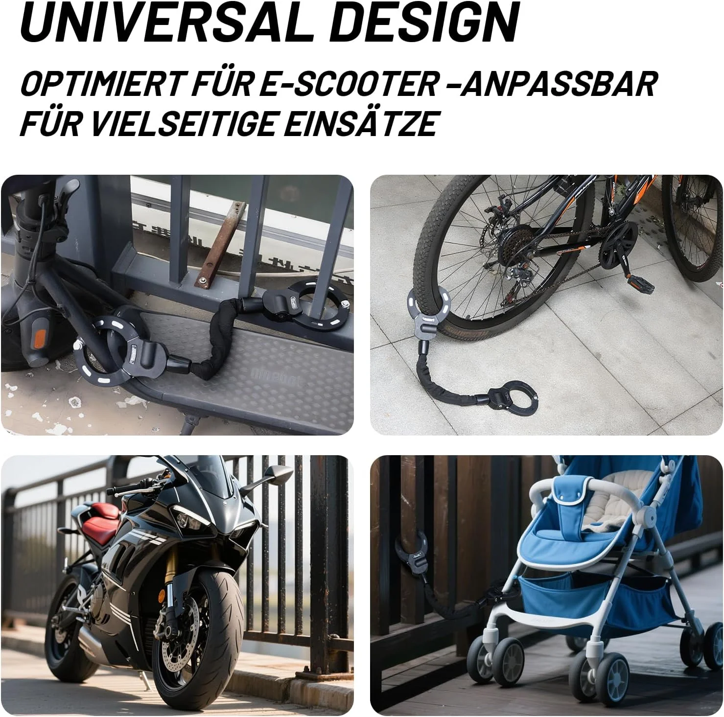 Schloss für E Scooter 8mm,Handschellenschloss,Fahrradschloss Schlüssel,Silikonschutz Gegen Kratzer S - Image 2