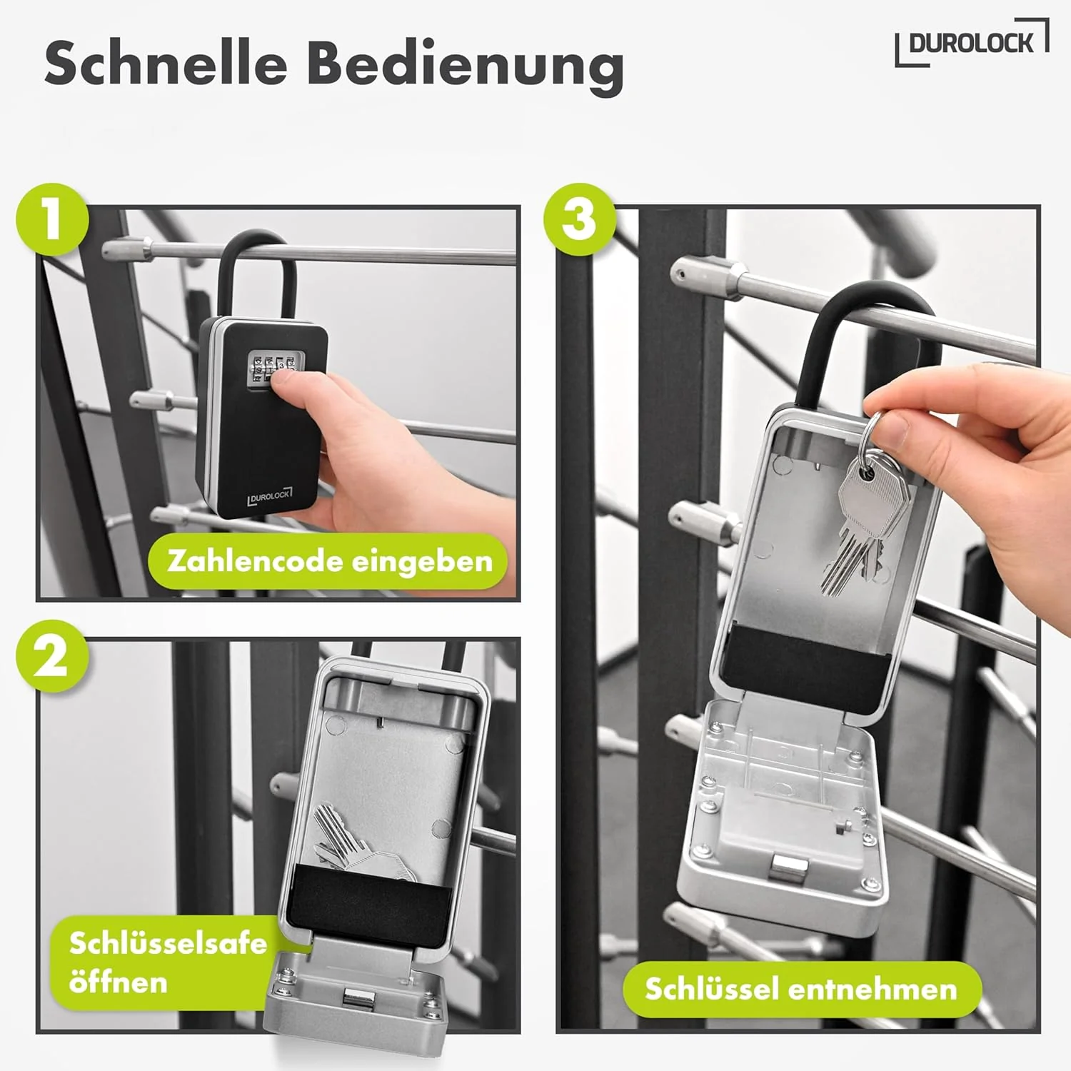 Schlüsselkasten mit Zahlencode und Bügel aussen (wetterfest) - XXL Schlüsselbox mit Code für drausse - Image 4