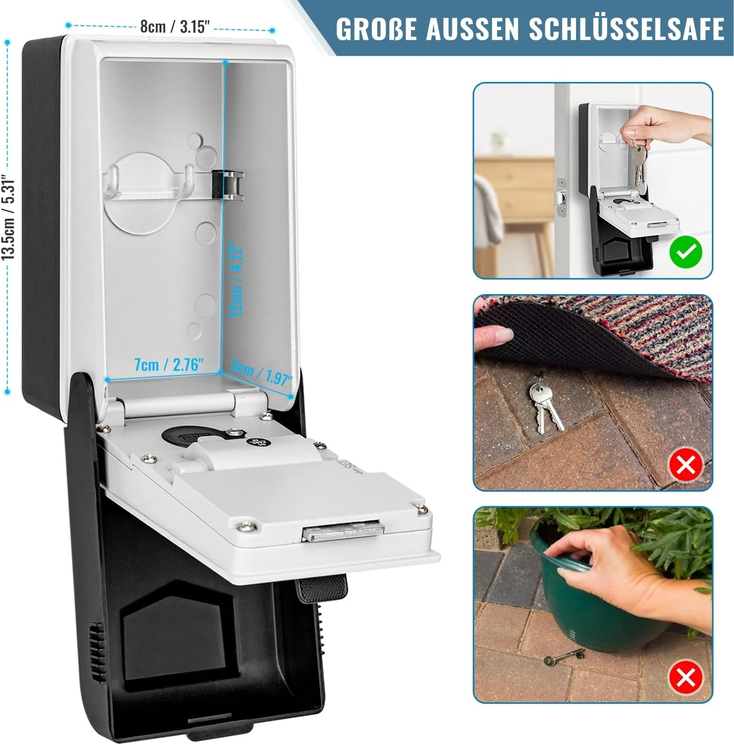Schlüsseltresor mit Beleuchteten Zahlencode Aussen Schlüsselsafe Wasserdicht Robust Schlüsselbox Gro - Image 2