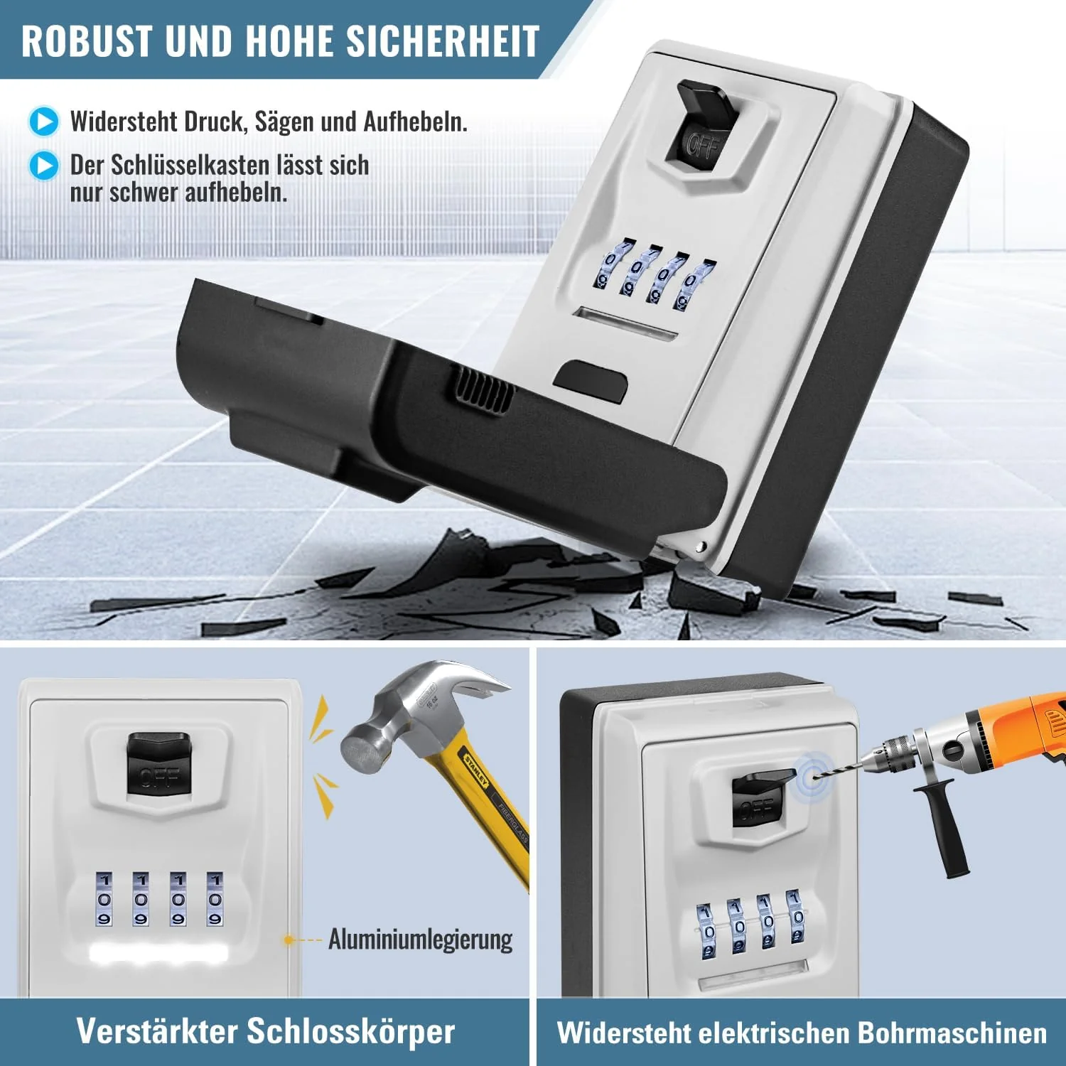 Schlüsseltresor mit Beleuchteten Zahlencode Aussen Schlüsselsafe Wasserdicht Robust Schlüsselbox Gro - Image 5