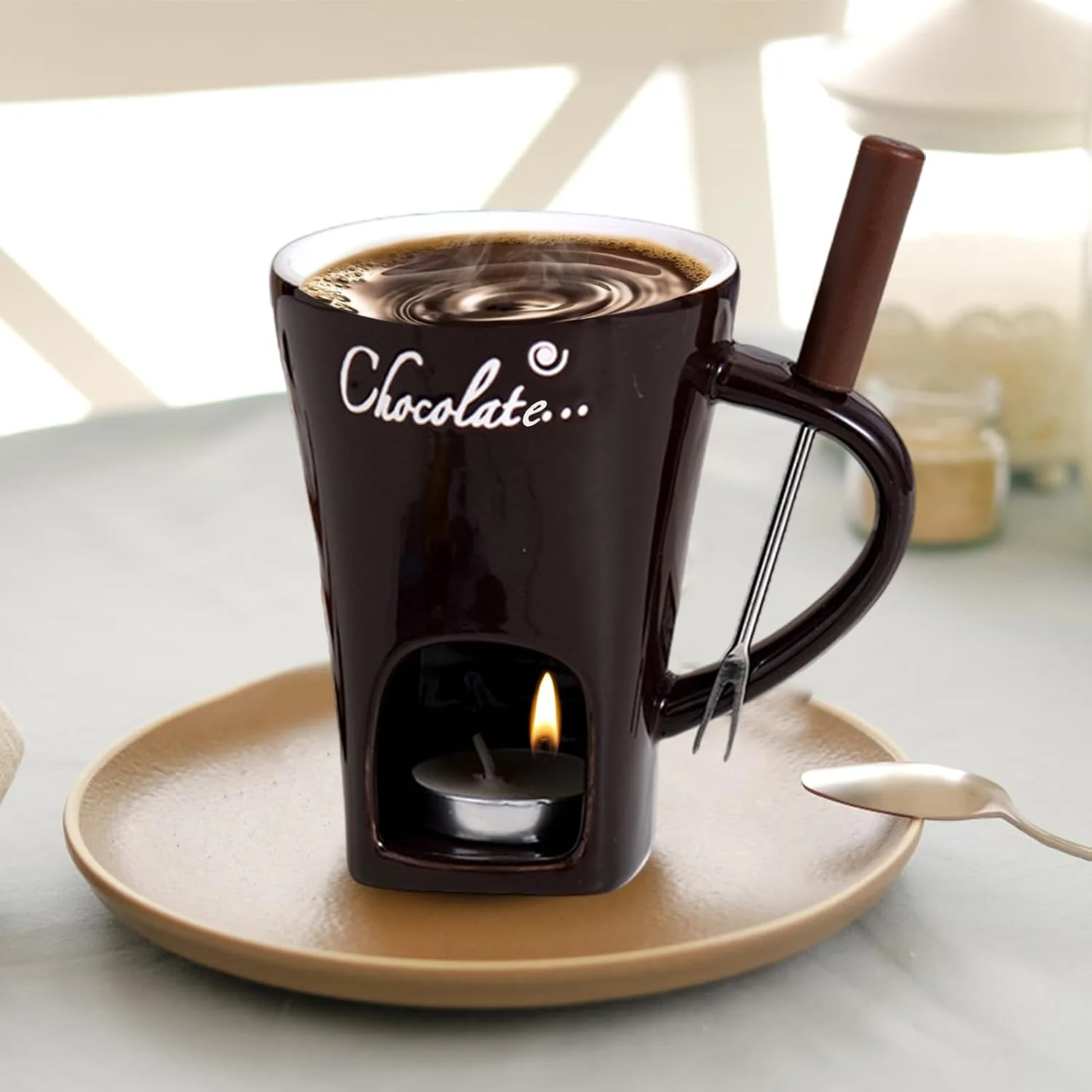 Schokofondue Tasse, 200ml Keramik Schokoladenfondue Tasses, Becher Zum Schmelzen Von Schokolade, Sch - Image 2