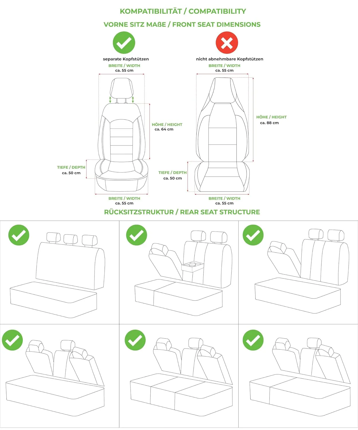 Schonbezüge Sitzbezüge Komplettset für VW Amarok Bj ab 2010 in Schwarz/Braun FSL2 - Image 5