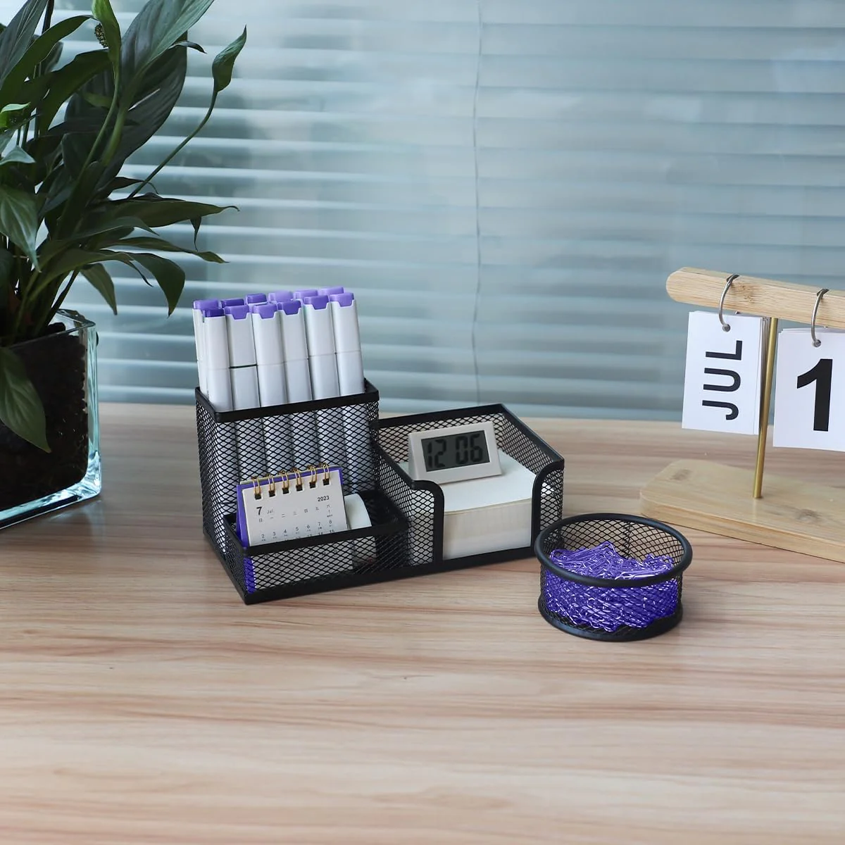 Schreibtisch-Organizer-Set aus Drahtgeflecht – der Organizer hat 3 Fächer + Stifthalter + Aufbewahru - Image 6