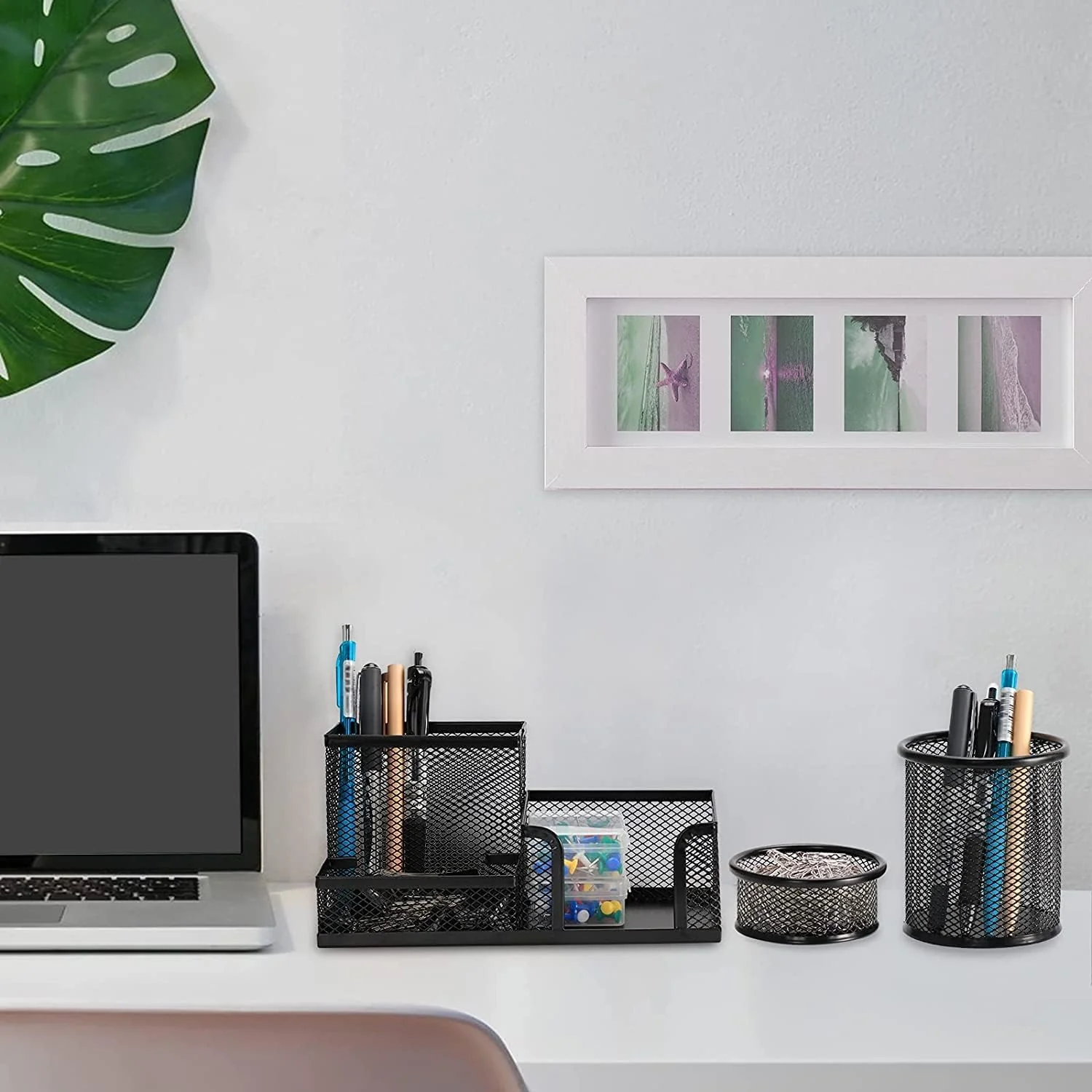 Schreibtisch-Organizer-Set aus Drahtgeflecht – der Organizer hat 3 Fächer + Stifthalter + Aufbewahru - Image 7