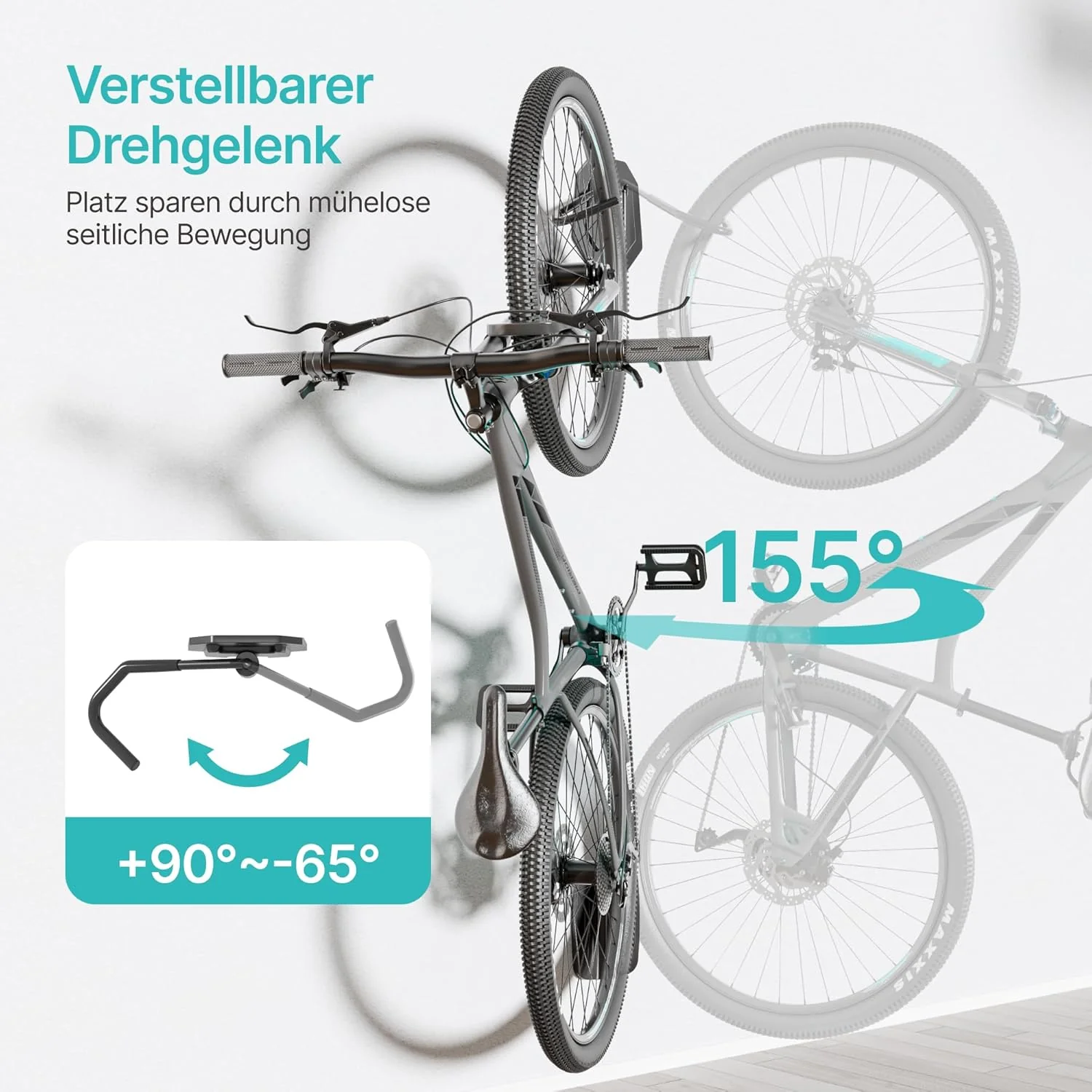 Schwenkbare Fahrrad Wandhalterung, Vertikaler Fahrradständer-Fahrradhalterung wand für die Garage, k - Image 2