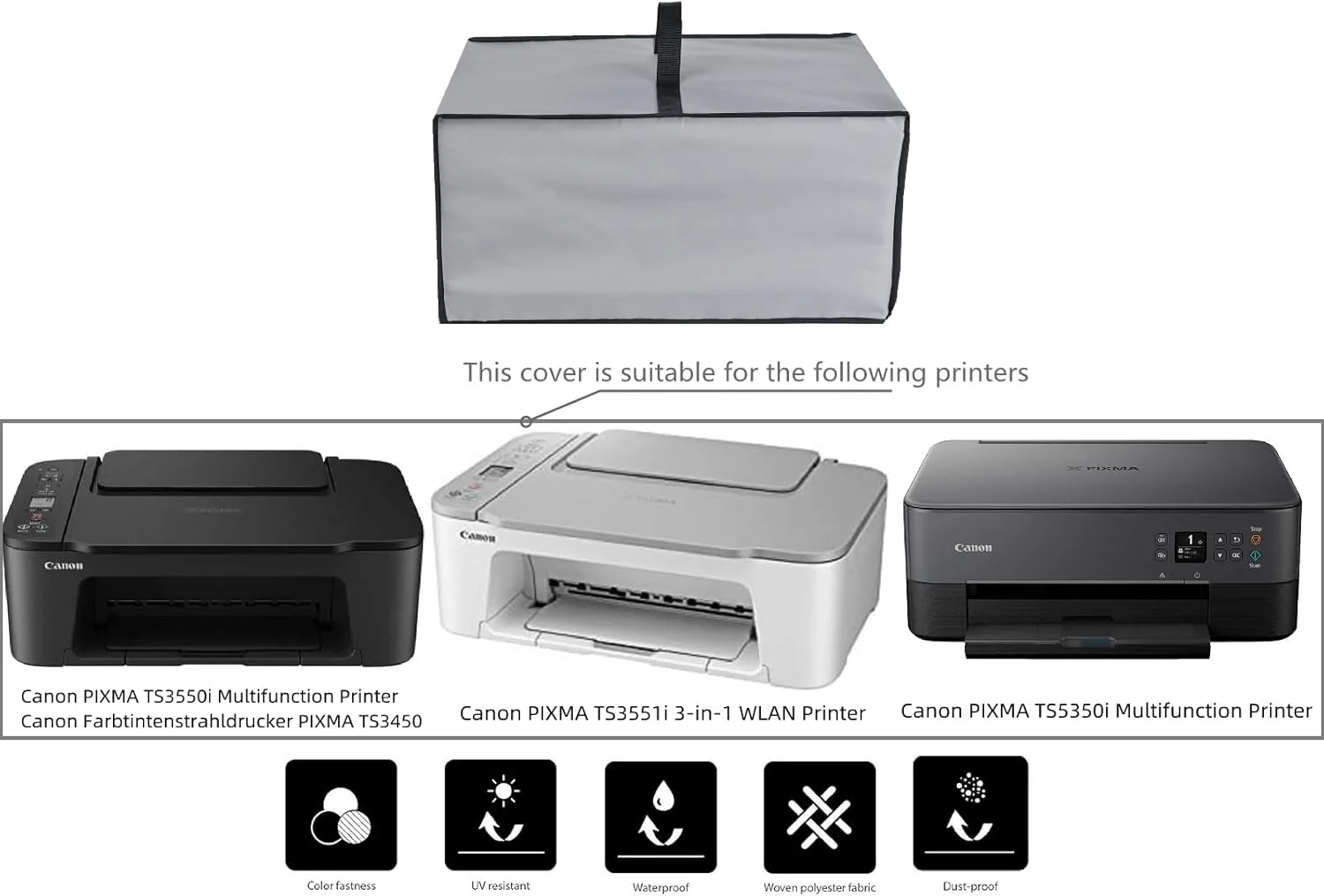 Schwerwiegender Stoff Wasserdichter Nylon Drucker Staubabdeckung Kompatibel Mit Canon PIXMA TS3550i - Image 2