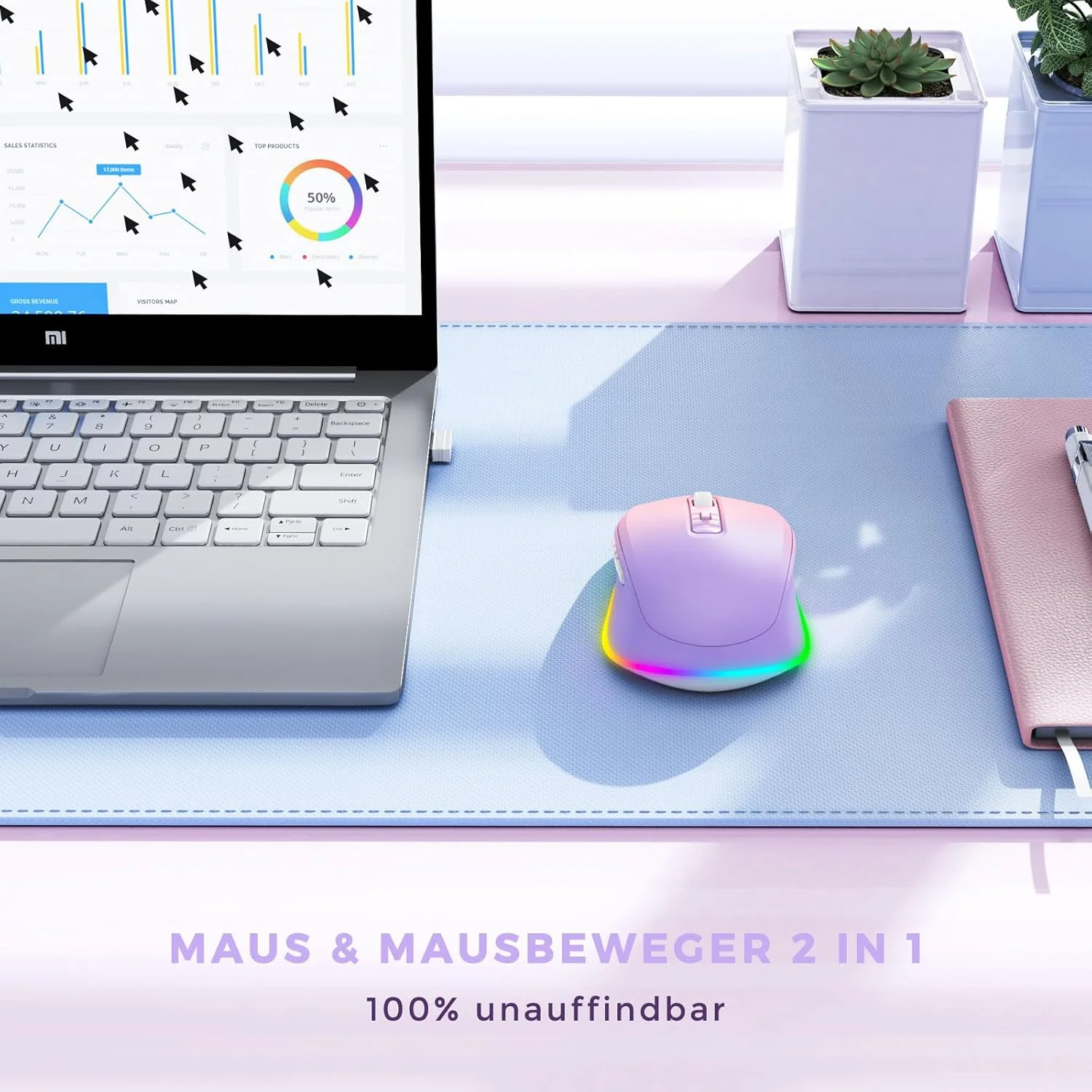 Seenda Kabellose LED Maus, Wiederaufladbar Mit Jiggler, Leise 2.4G USB Funkmaus für Laptop, Computer - Image 2