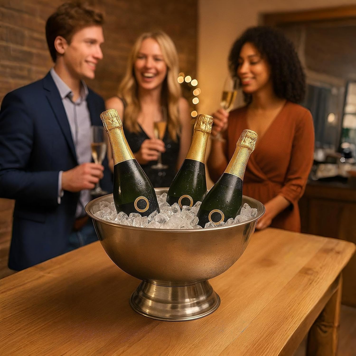 Sektkühler Edelstahl 40 cm Silber – Champagnerschale Getränkewanne Flaschenkühler Weinkühler – Kühle - Image 4