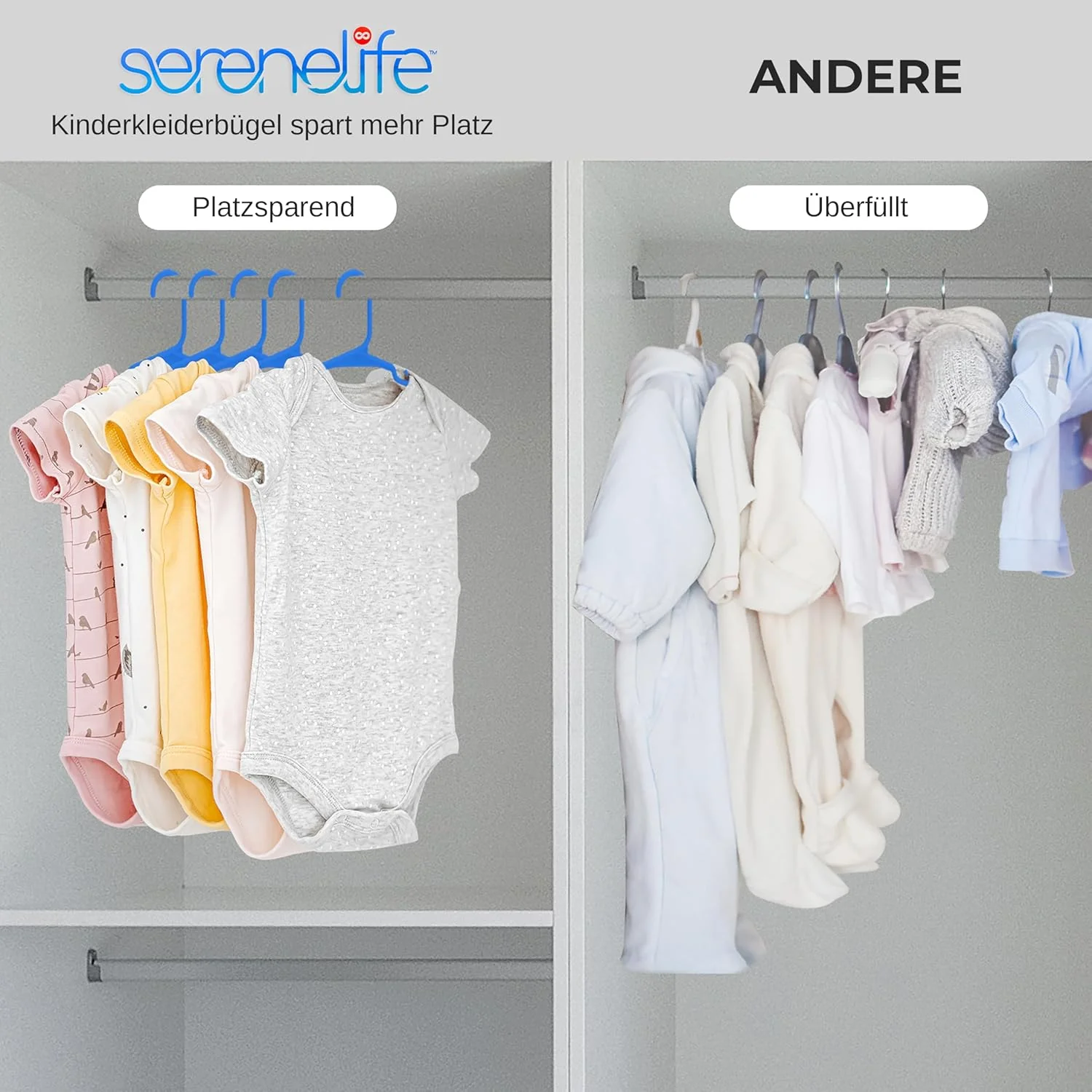SereneLife Kinderkleiderbügel 20er Set – Kleiderbügel Kinder & Baby Kleiderbügel Kunststoff & rutsch - Image 6