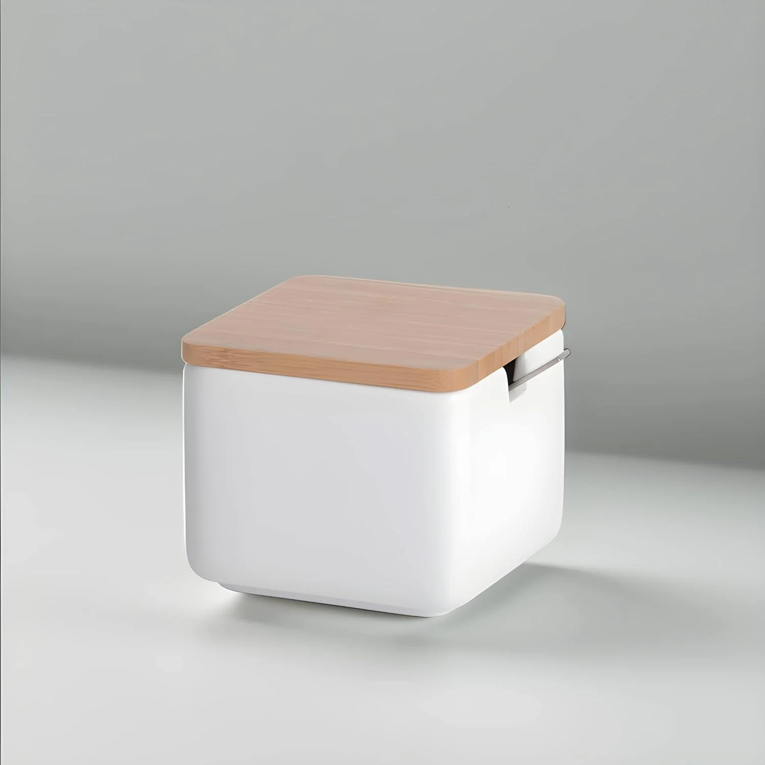 Set Salzdose und Zuckerdose - Keramik mit deckels aus umweltfreundlichem Bambus - Praktischer behält - Image 3