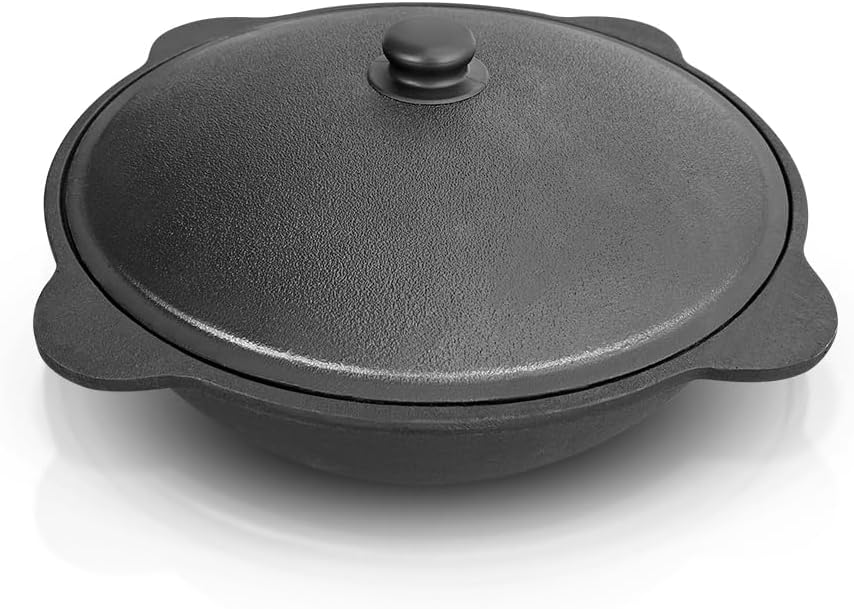 Set - Usbekischer Gusseisen Kasan 22 L runder Boden, Deckel aus Aluminiumguss Schaumlöffel 64 cm Lag - Image 3