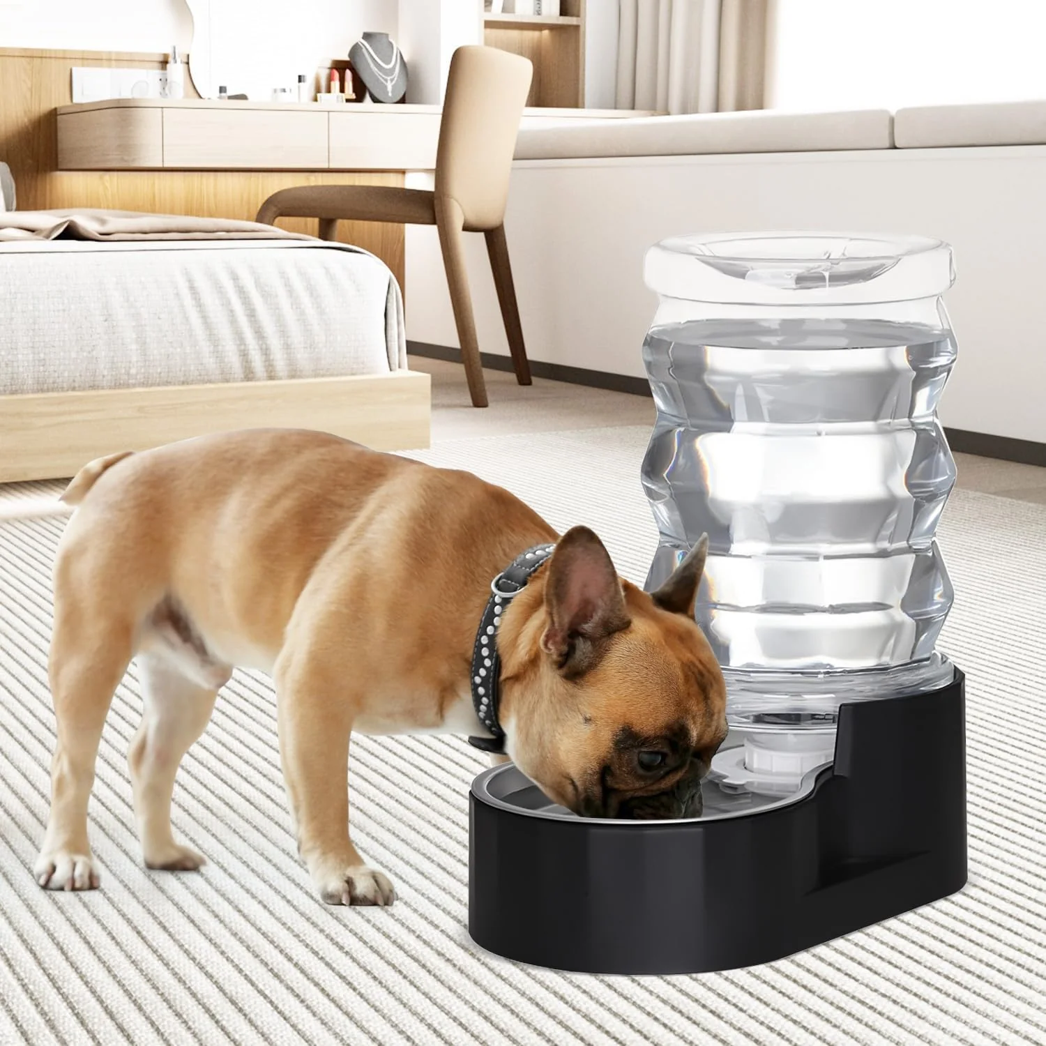 Sfozstra Wassernapfspender für Hunde - 6L Lagre Edelstahl - BPA-frei - Automatischer schwarzer Schwe - Image 4