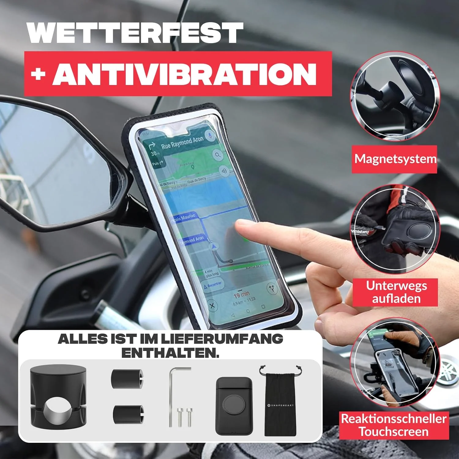 Shapeheart französische Innovation, magnetische Telefonhalterung PRO für Rückspiegel mit abnehmbarer - Image 3