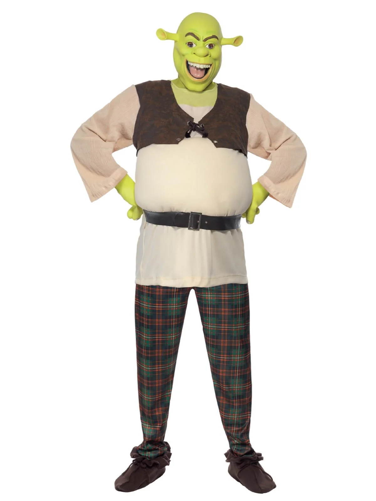 Smiffys Shrek Costume, Green with Top, Trousers, Hands & Mask, Officially Licensed Shrek Fancy Dress