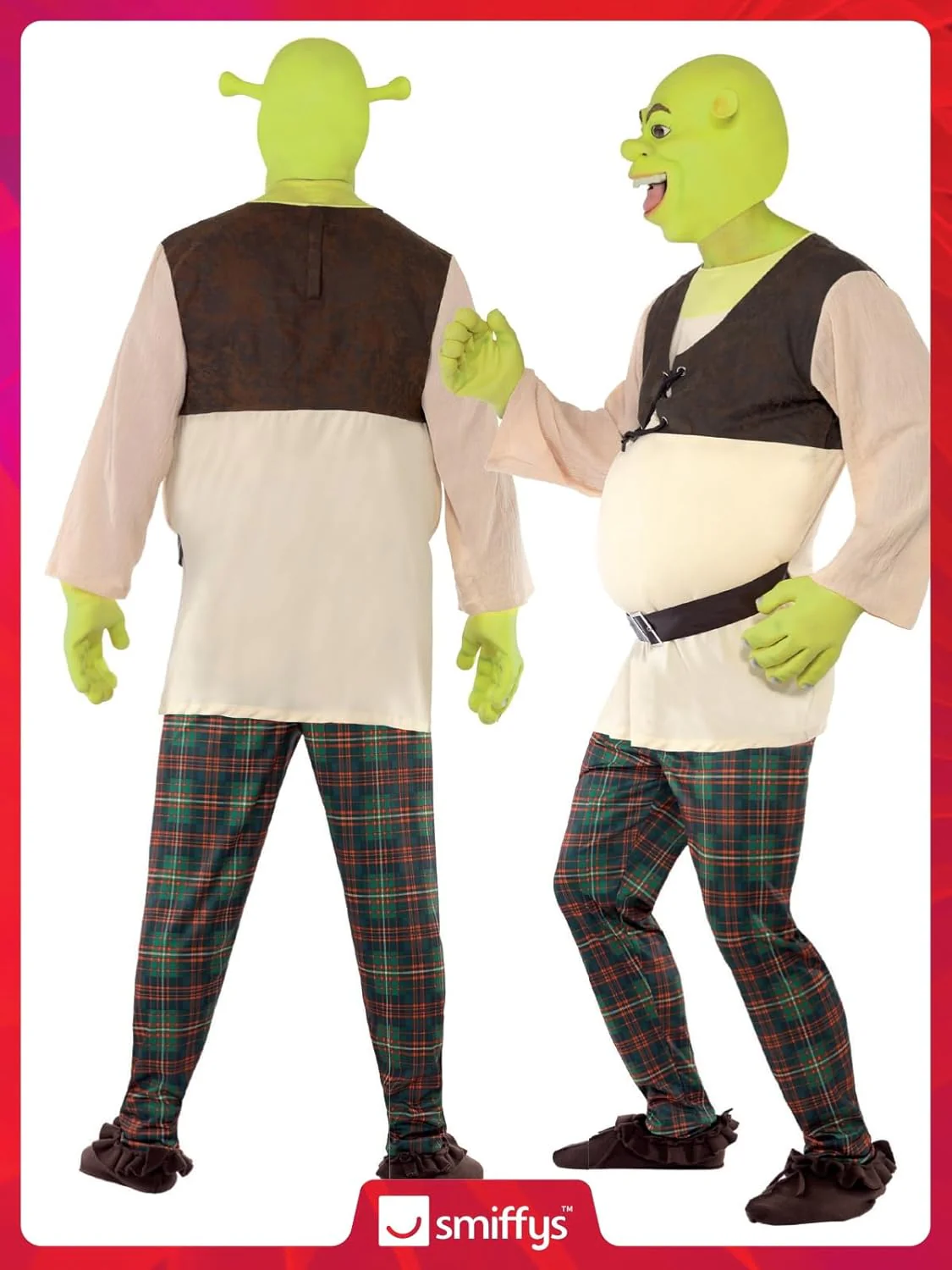 Smiffys Shrek Costume, Green with Top, Trousers, Hands & Mask, Officially Licensed Shrek Fancy Dress - Image 6