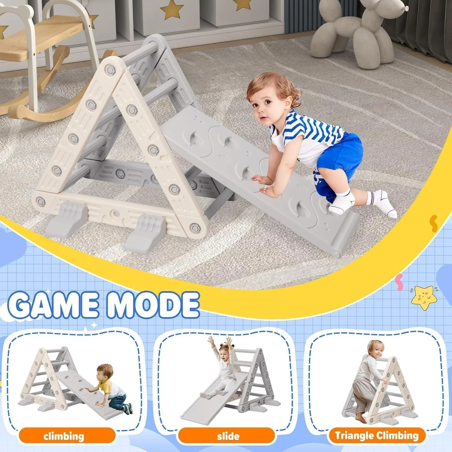 Siairo 9 in 1 Klettergerüst für Kleinkinder, Baby-Kletterspielzeug, Kletterbogen und Dreieck mit Rut - Image 2