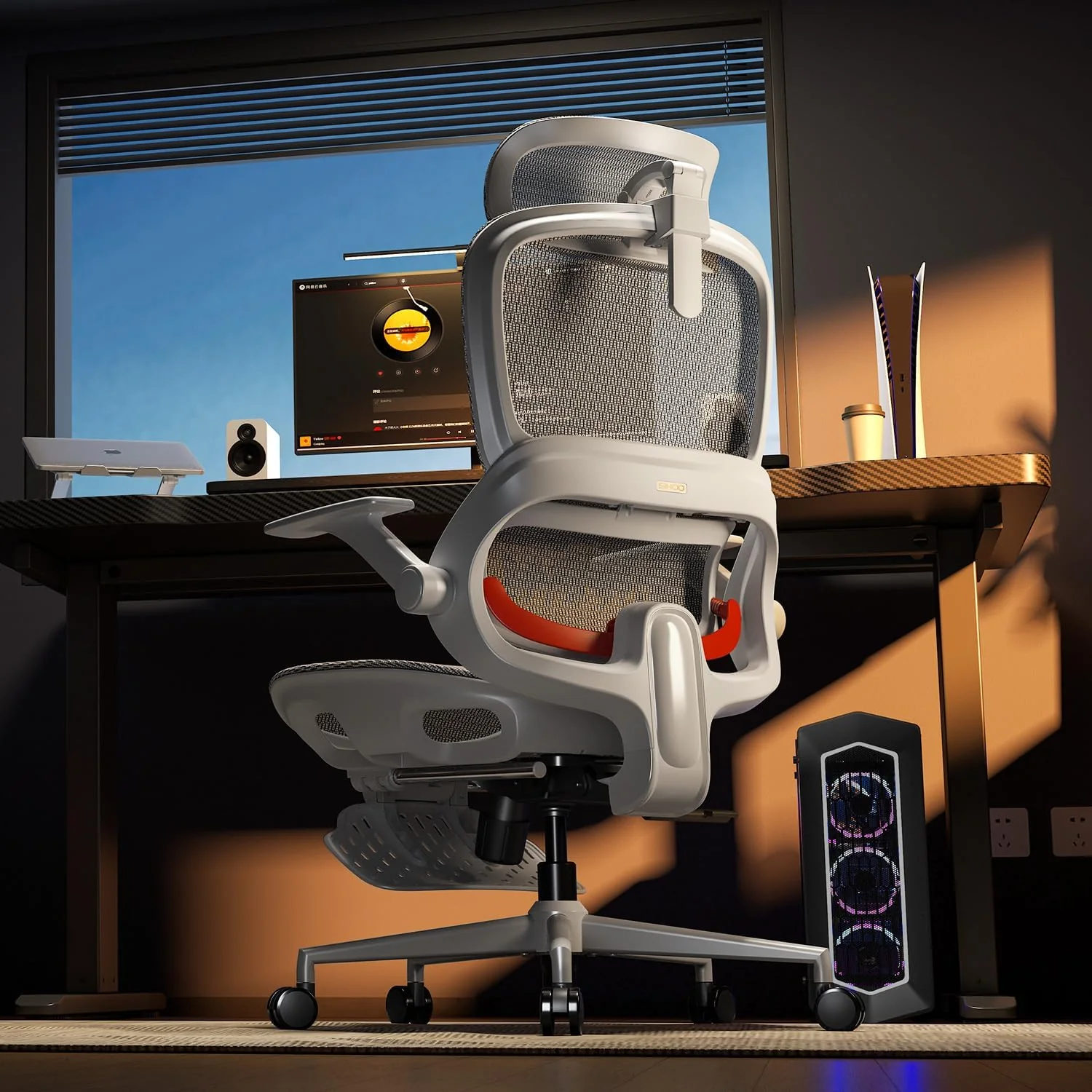 SIHOO B100 Bürostuhl Ergonomisch mit Fussstütze, Schreibtischstuhl mit Adaptiver Dynamischer Lordose - Image 3
