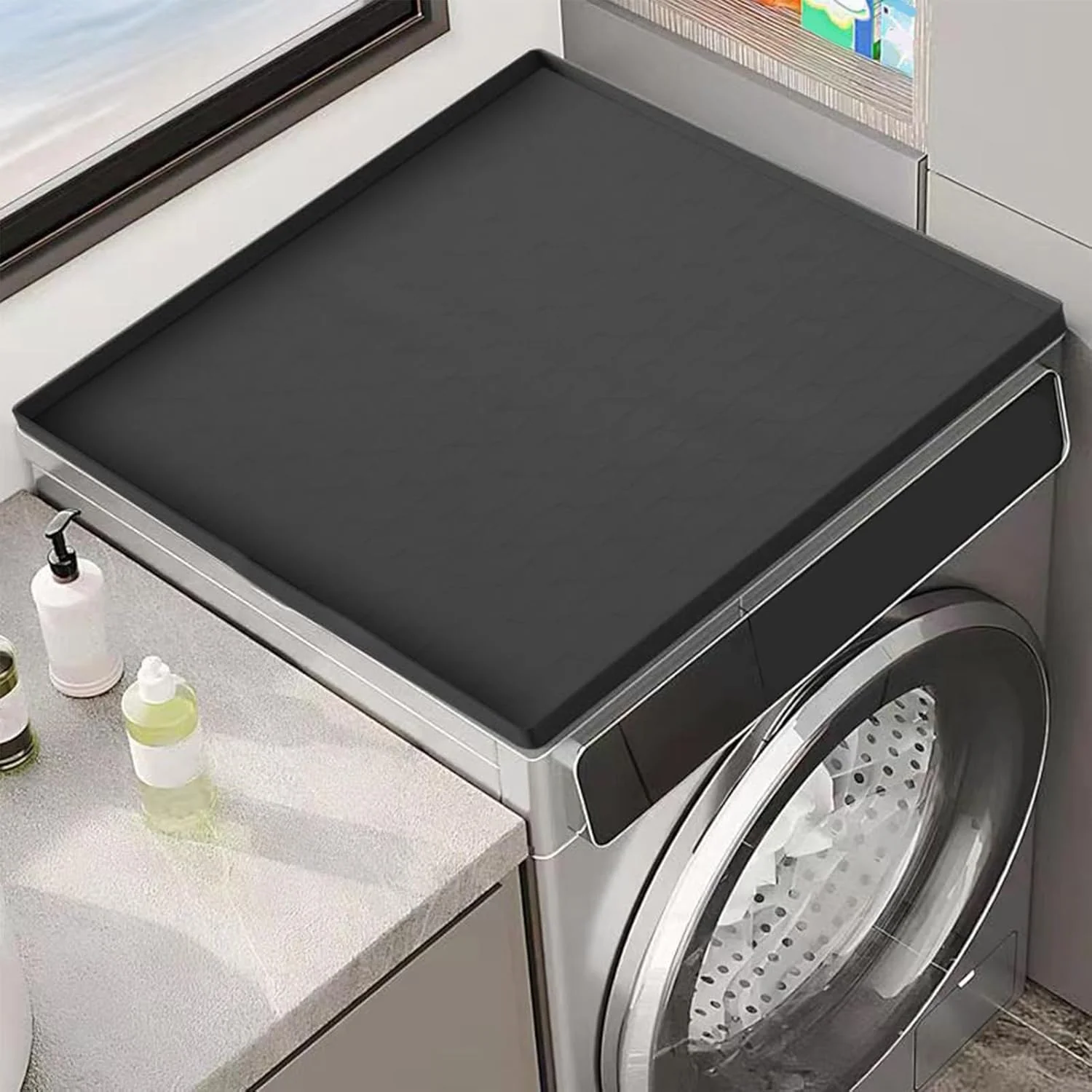Silicone Auffangmatte für Kühlschrank/Waschmaschine (60x60cm) - Hochrandiger Spritzschutz - Rutschfe - Image 3