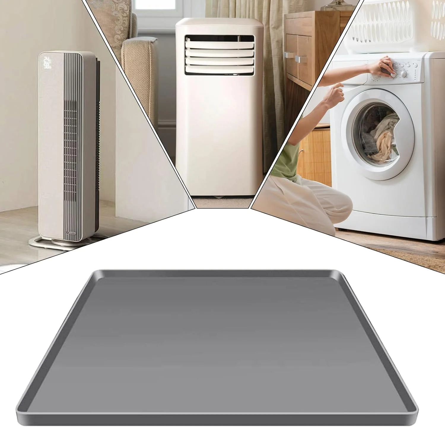 Silicone Auffangmatte für Kühlschrank/Waschmaschine (60x60cm) - Hochrandiger Spritzschutz - Rutschfe - Image 4
