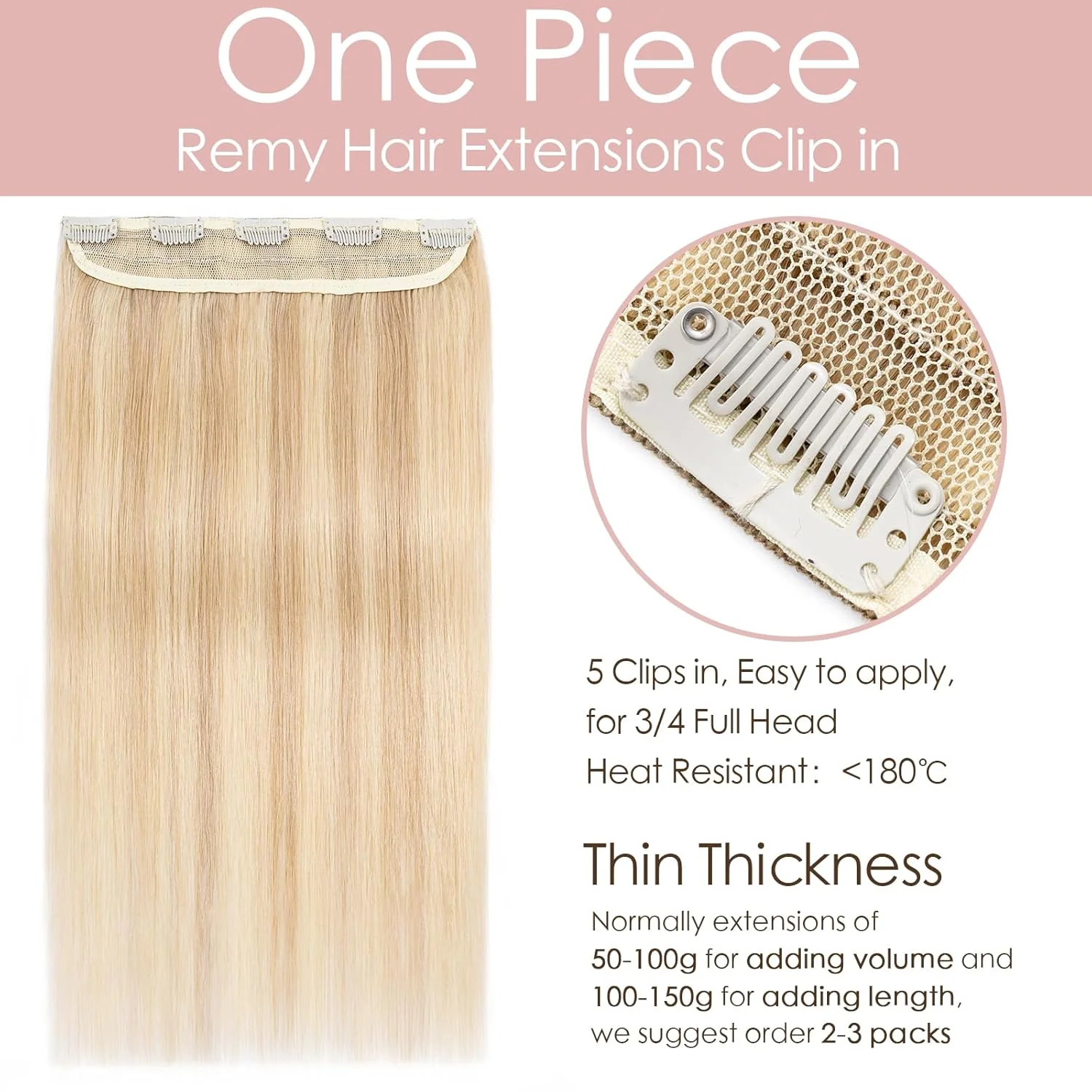 Silk-co Haarteile Echthaar Clip in Extensions Echthaar 1Pc 5Clips Haarverlängerung Weich Natürlich H - Image 2