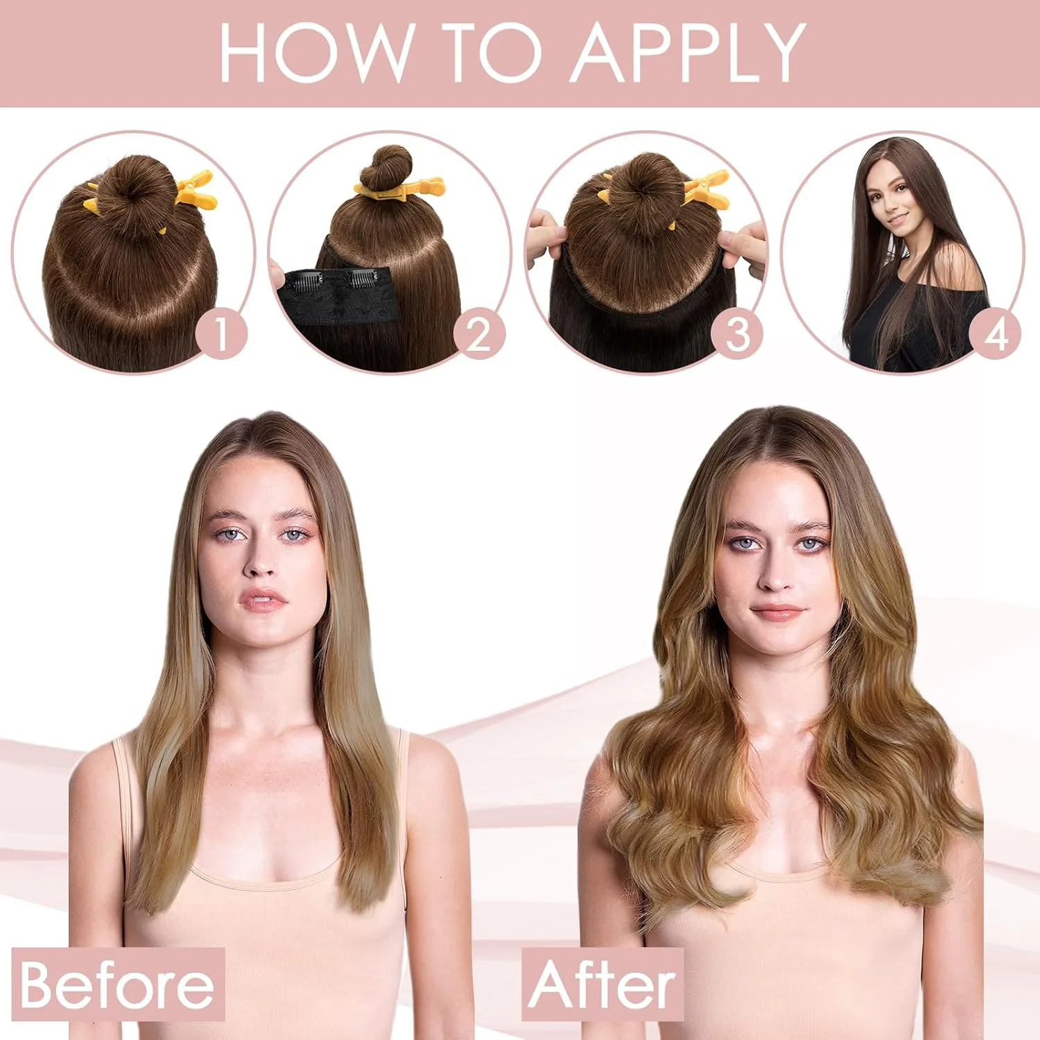 Silk-co Haarteile Echthaar Clip in Extensions Echthaar 1Pc 5Clips Haarverlängerung Weich Natürlich H - Image 5