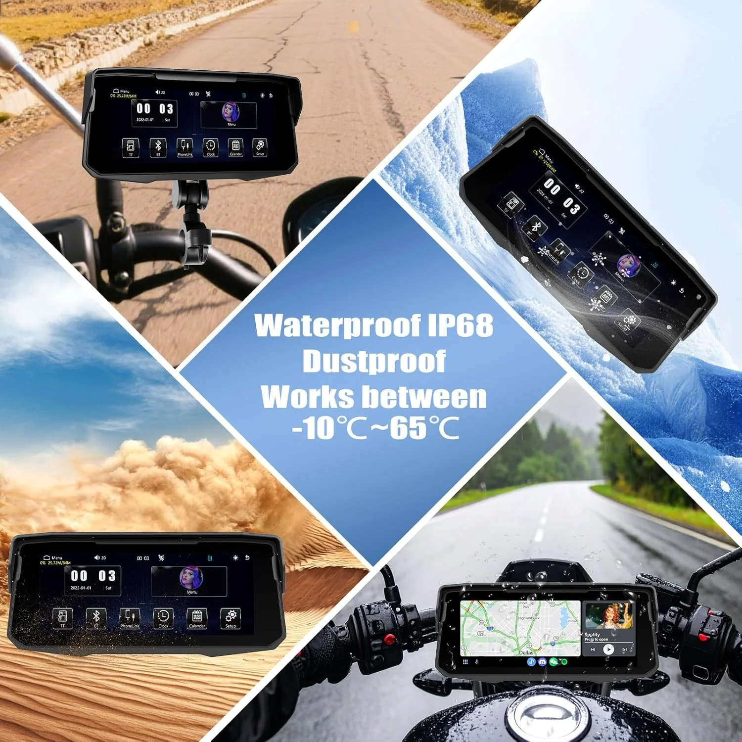 SIXWIN Carplay Motorrad Display für Moto mit Wireless Carplay Android Auto, 6.86 Zoll HD Touchscreen - Image 6
