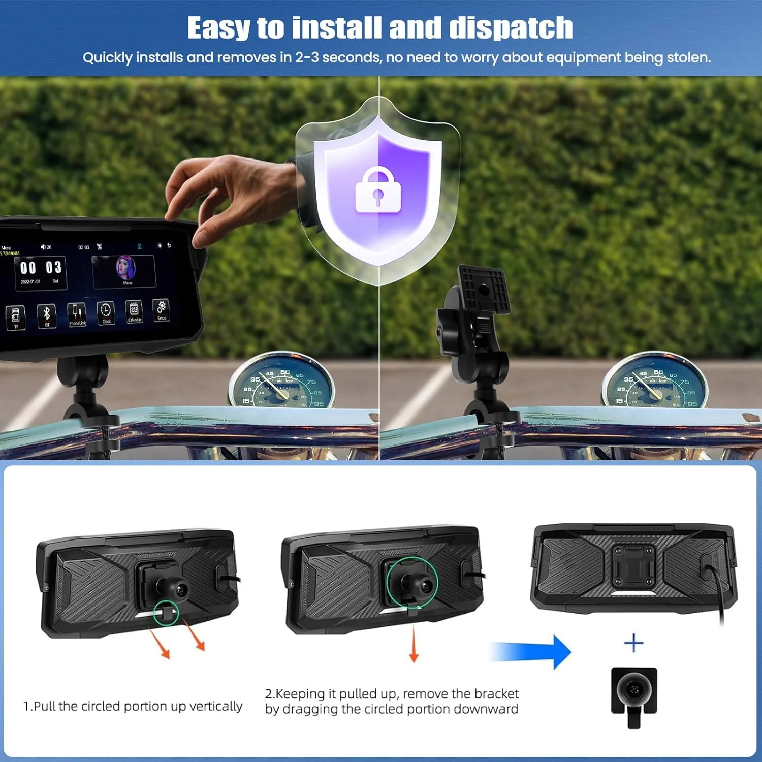 SIXWIN Carplay Motorrad Display für Moto mit Wireless Carplay Android Auto, 6.86 Zoll HD Touchscreen - Image 7
