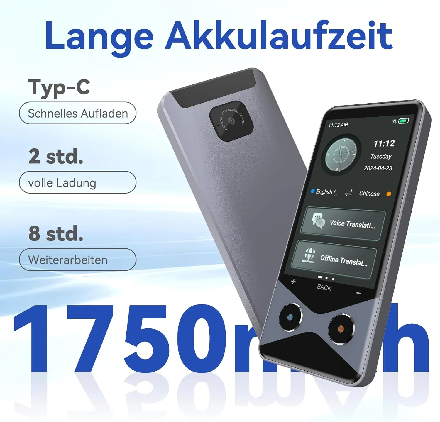 SKARA Sprachübersetzer Gerät ohne Internet mit 4G SIM-Modus, Echtzeit Übersetzer mit Sprachausgabe, - Image 5