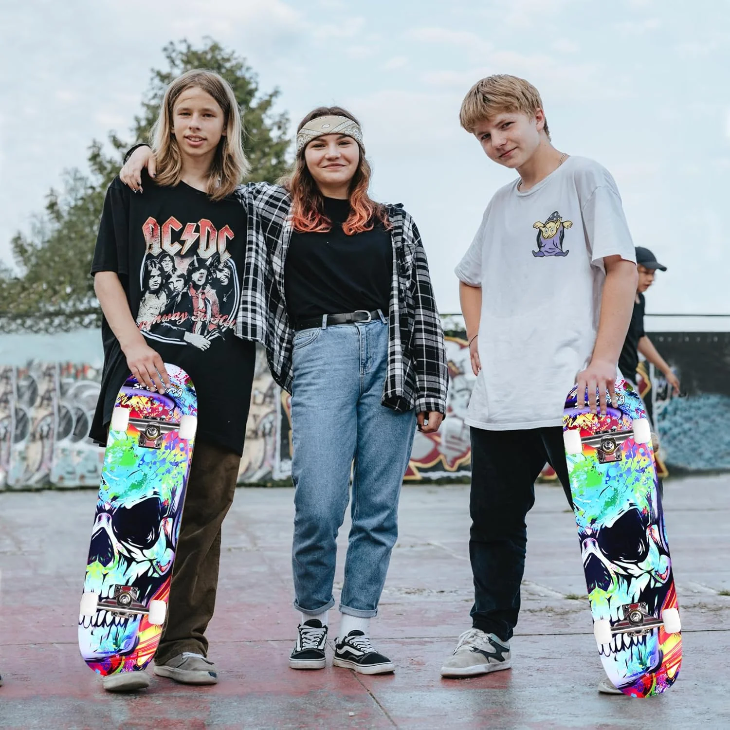 Skateboards für Anfänger, Kinder, Jungen, Mädchen und Erwachsene, 78,9 x 20,3 cm, 7-lagiger Ahorn, D - Image 8