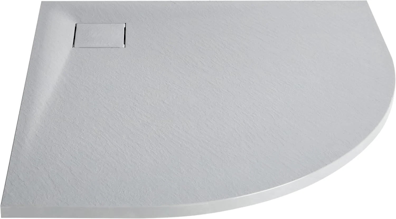 SMC Duschwanne mit Ablaufrinne 90x90 cm halbrund Steinoptik grau flach Paron - Image 5