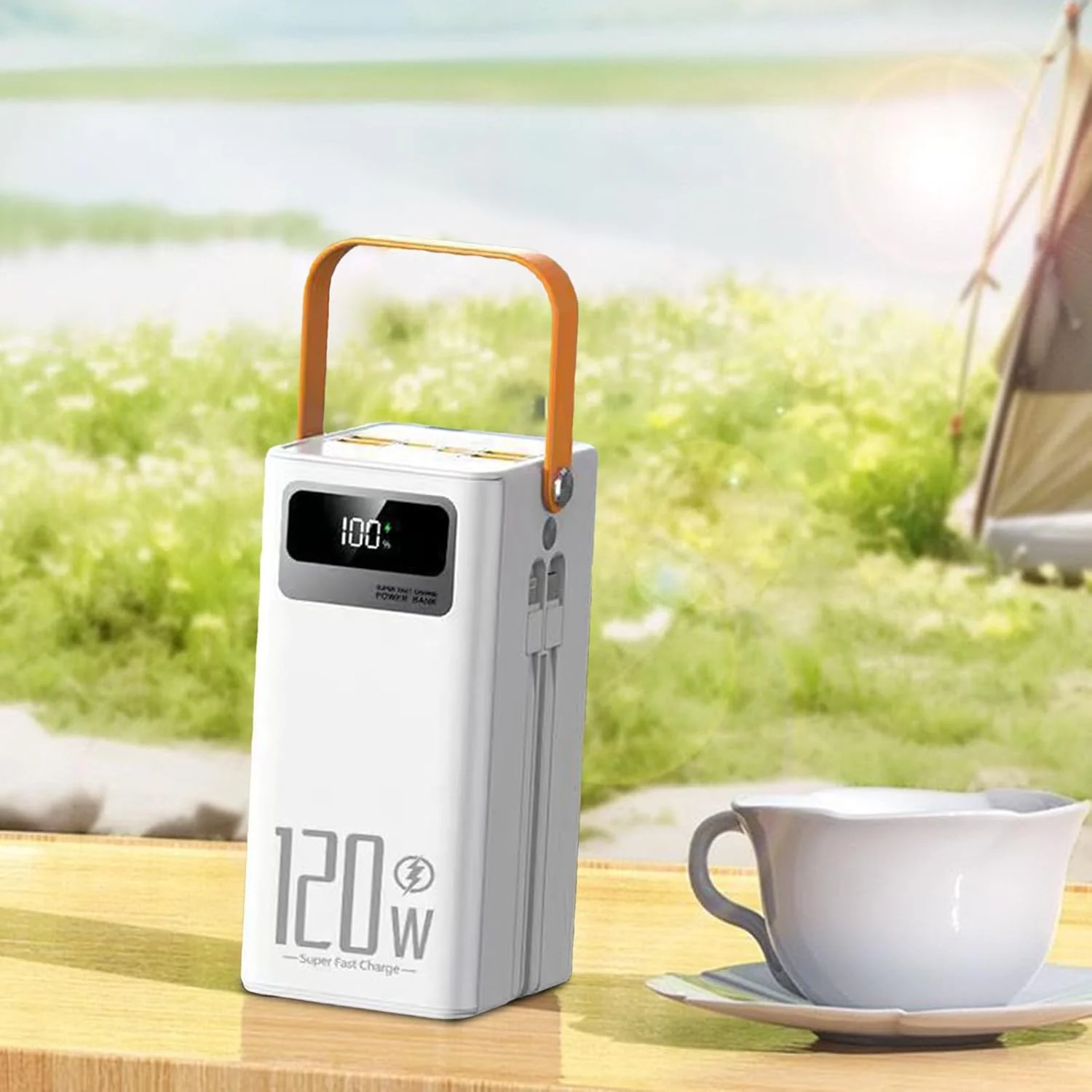 Solar Ladegerät - 120W Externes Powerbank - 50000mAh Überlebensausrüstung mit Licht 4 Ausgänge 3 Ein - Image 3