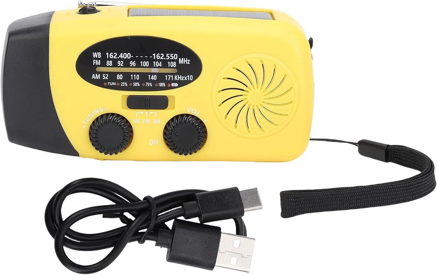 Solar-Radio mit Solar-Radio mit Kurbel, mit 2000 mAh Akku, NOAA AM/FM WB, LED-Taschenlampe und SOS-A - Image 8