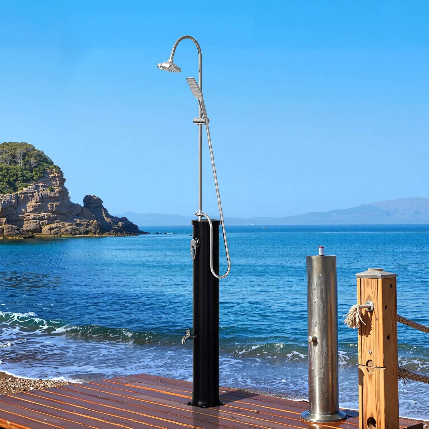 Solardusche 20L Halbe Einzelstab Solar Gartendusche warmes Wasser Bis Zu 60°C Ohne Stromanschluss Po - Image 7