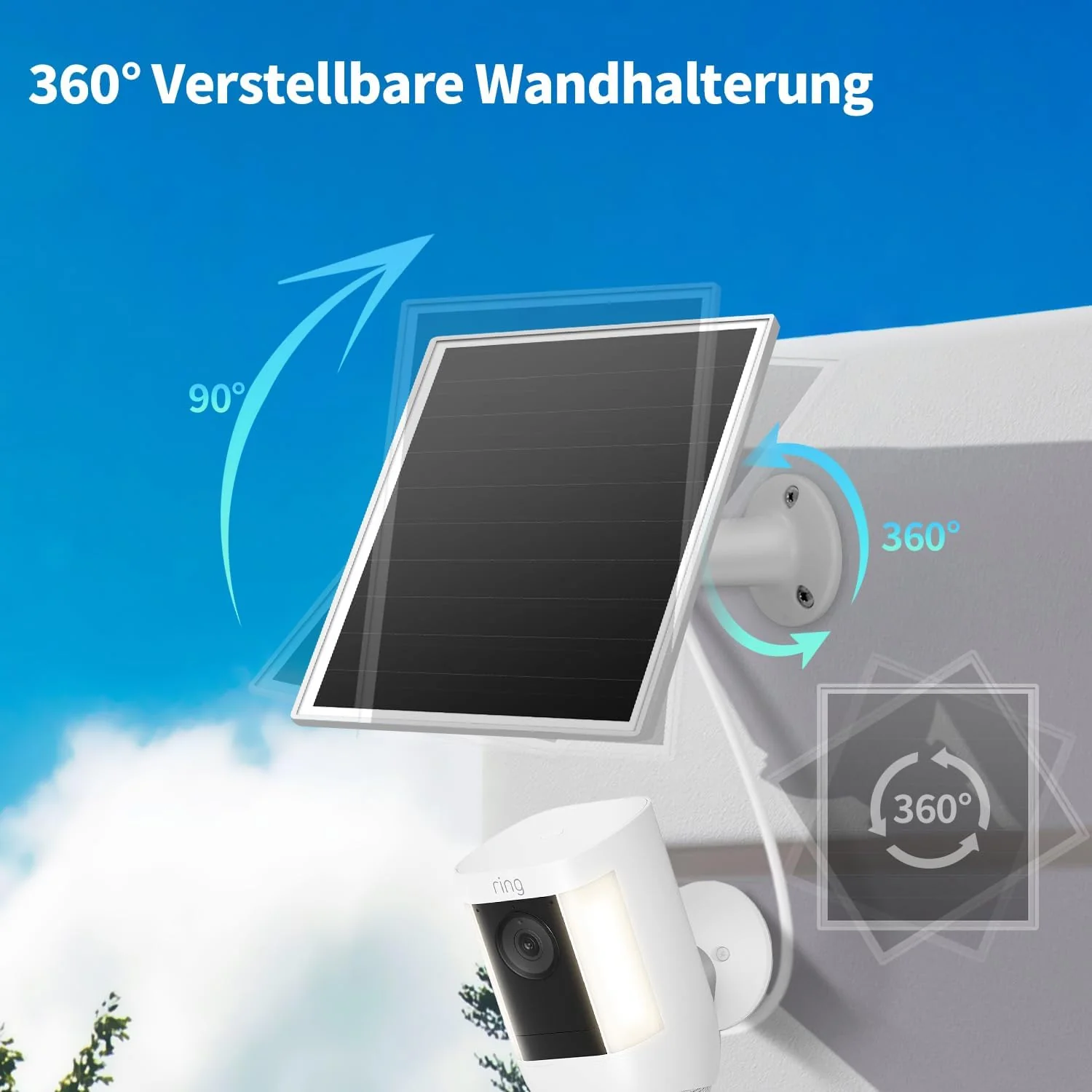 Solarmodul für Ring-Kameras, 6W-Solarladegerät kompatibel mit Ring Stick Up Cam/Pro und Spotlight Ca - Image 4