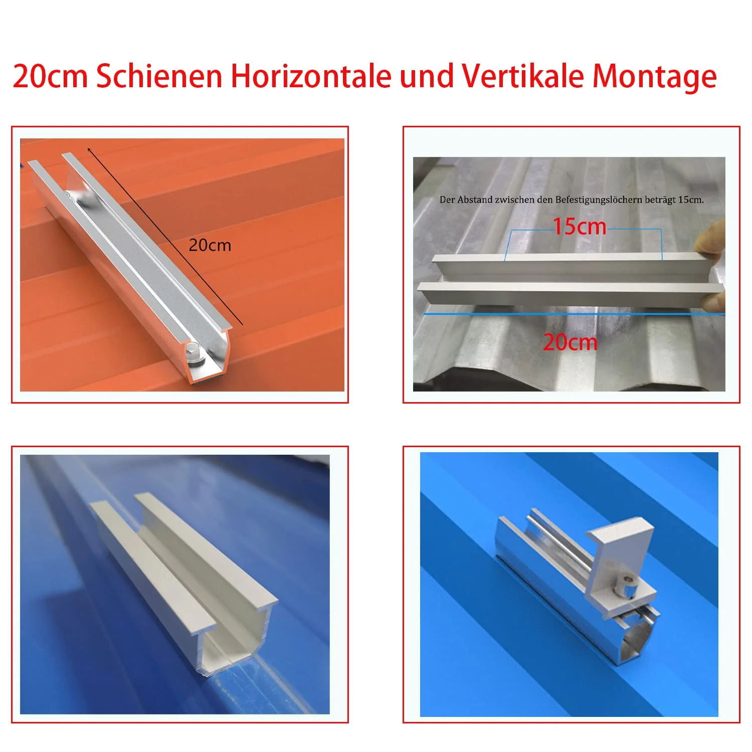 Solarmodule Halterung Kit,Halterung für Solarpanel 20cm,Befestigung Querstreben Set Für Solar Panel, - Image 6