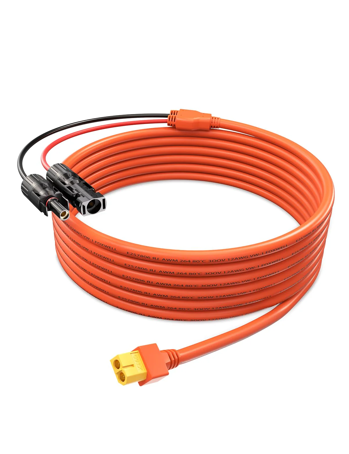 Solarstecker auf XT60 Stecker 5 Meter Solarpanel Kabel, Solarladekabel Solarkabel, 12AWG Kompatibel