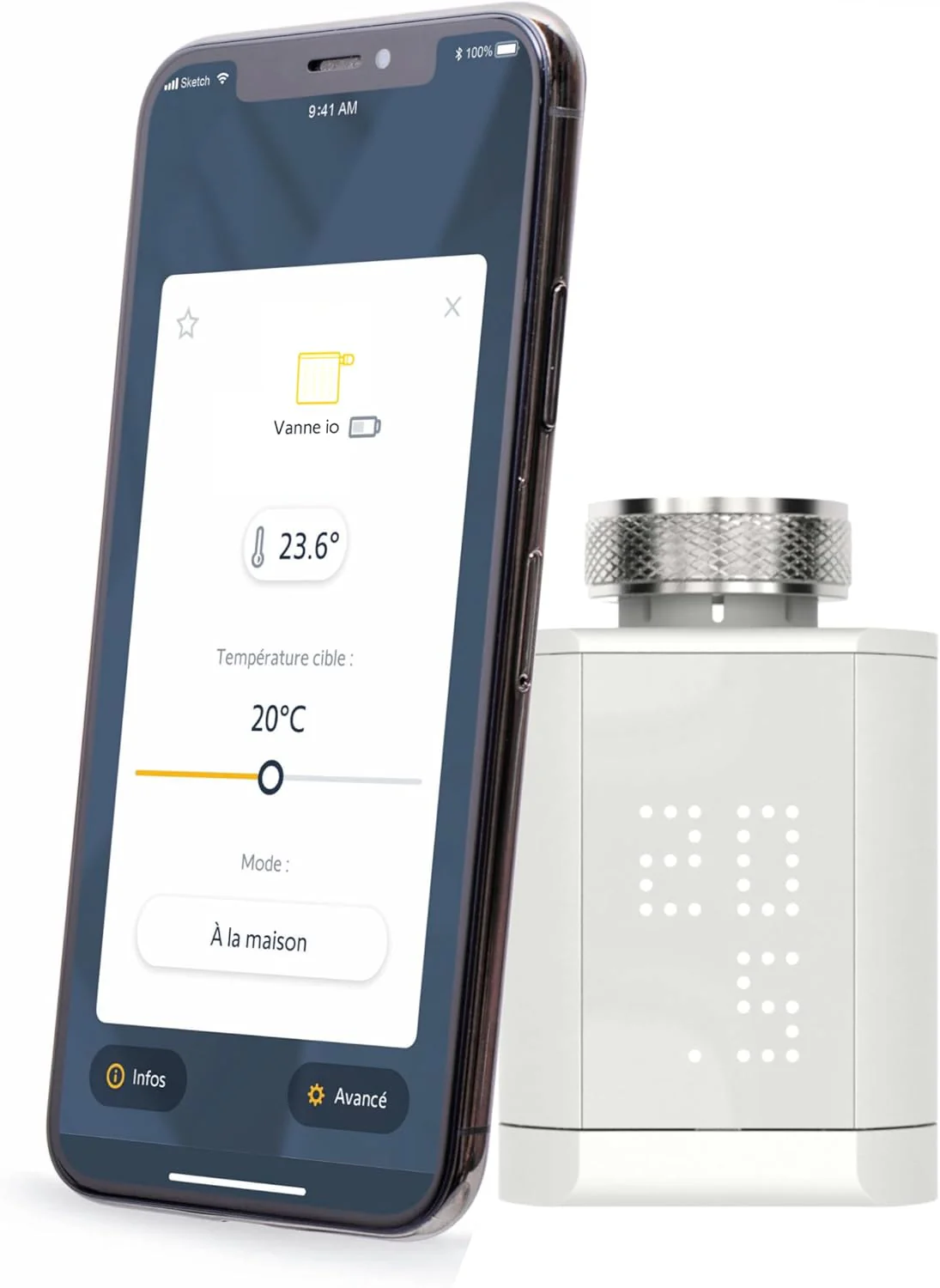 Somfy 1870508 - Conected Thermostatventil io | Zur Regelung der Temperatur von Warmwasserheizkörpern - Image 2