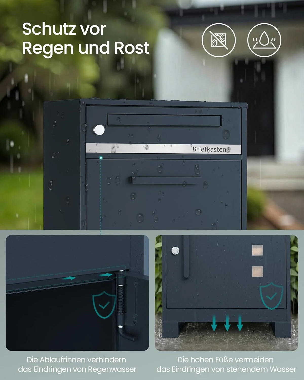 SONGMICS Paketbox, Paketbriefkasten, Briefkasten mit Paketfach, personalisiert, Paketkasten XXL, für - Image 5