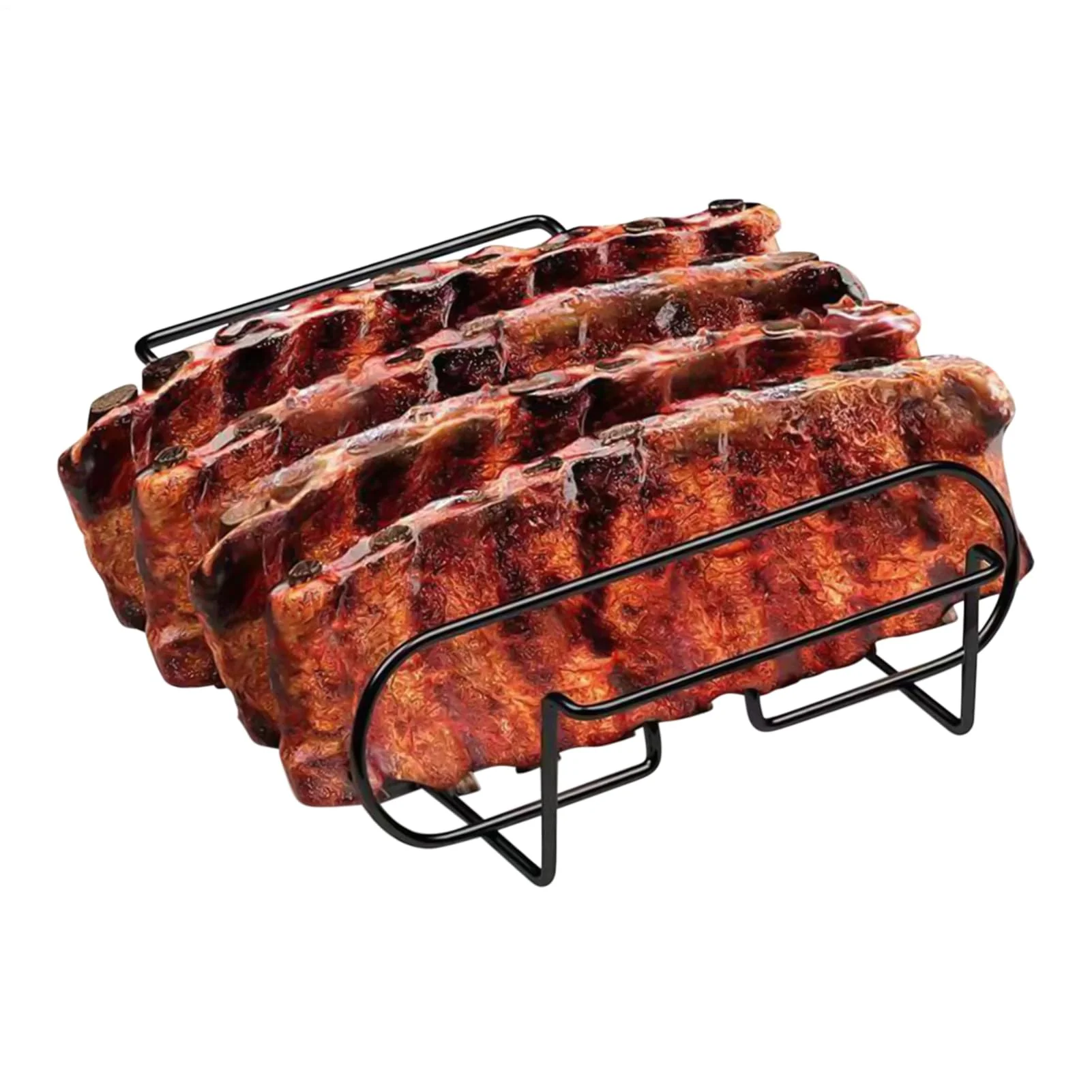 Spareribs Halter Grill, Rippchenhalter für 4 Rippchen, Kohlenstoffstahl Barbecue Rost, BBQ Rib Rack,