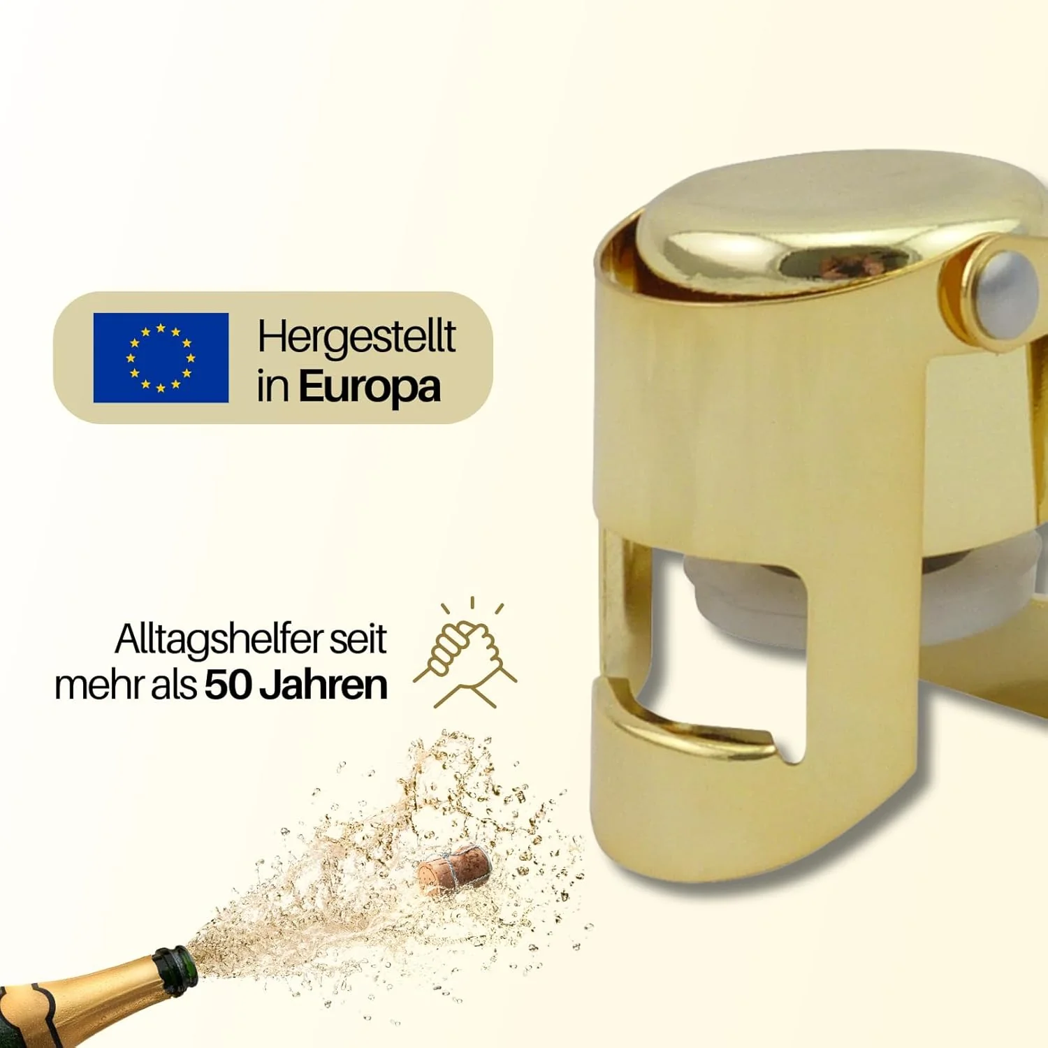 SPARKLING Flaschenverschluss in Gold für Sekt, Prosecco oder als Weinflaschenverschluss | Sektversch - Image 4