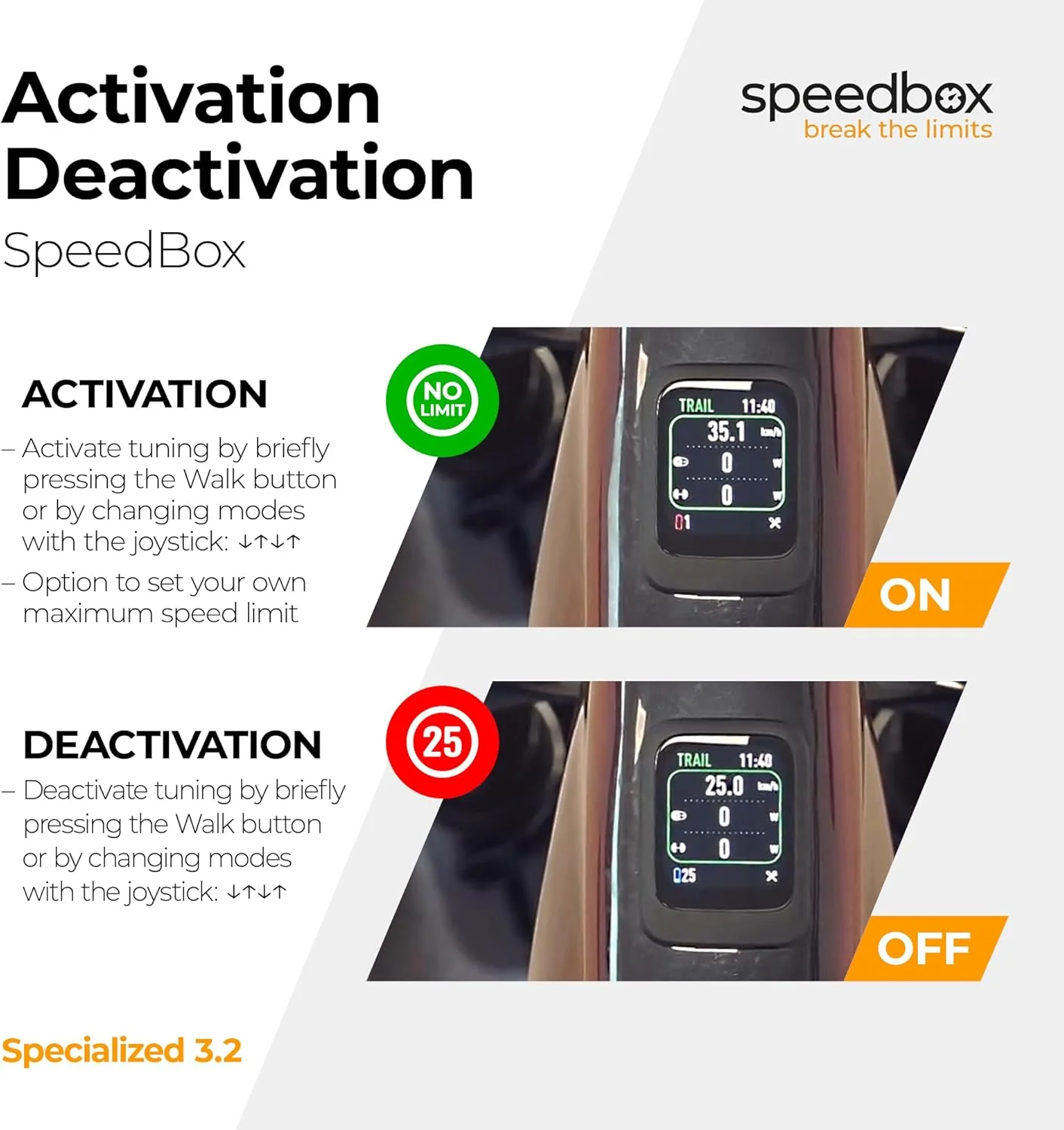 SpeedBox 3.2 für Specialized E-Bikes & Motoren 3.1 (einschliesslich S-Works) – Tuning-Chip, einstell - Image 5